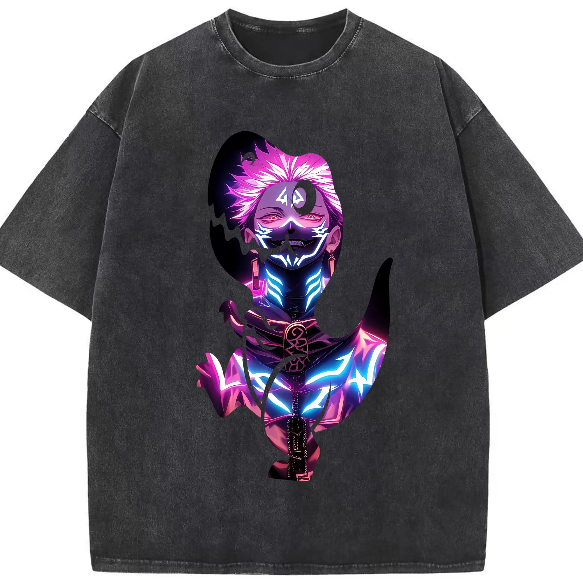 呪術廻戦 グッズ,両面宿儺 - 綿100％ ヴィンテージ風 半袖Tシャツ ・ フロントプリント ・ 柔らか肌触り ・ 通気性 快適 ・ スポーツ カジュアル 外出用