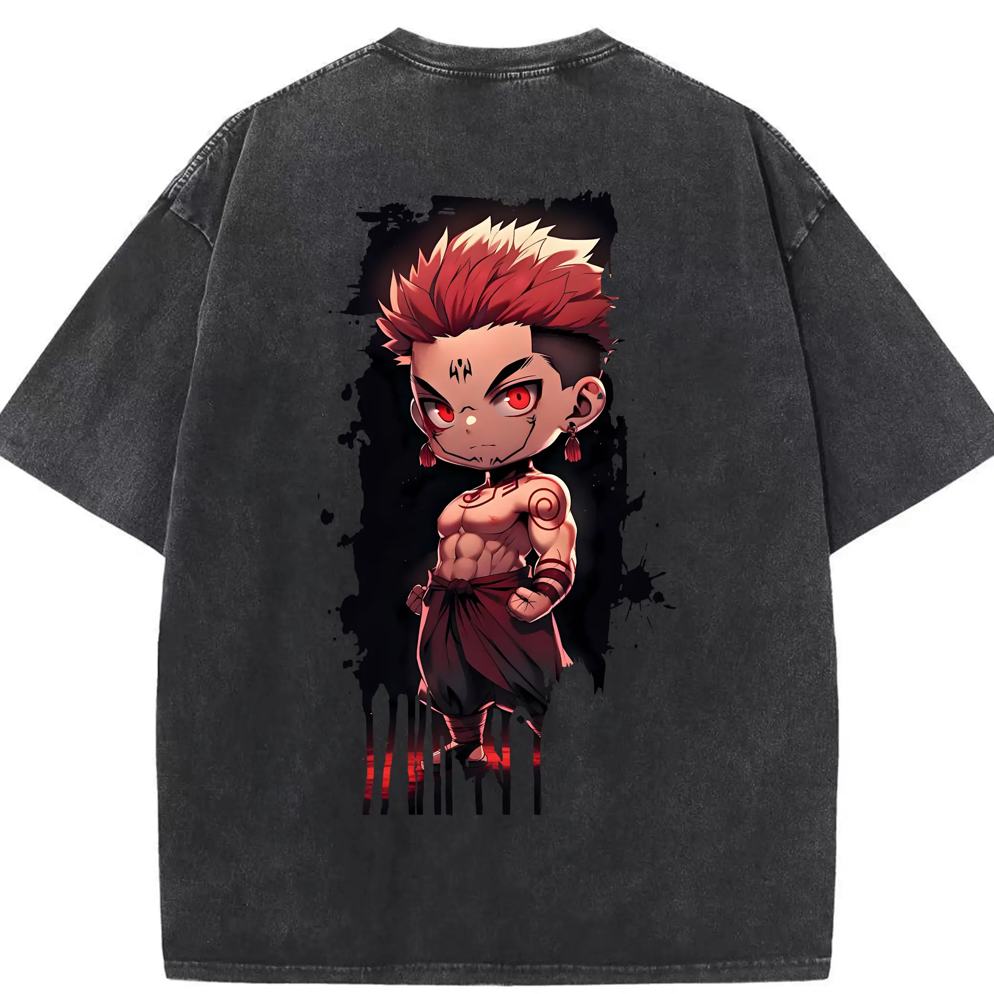 呪術廻戦 グッズ,両面宿儺 - 綿100％ ヴィンテージ風 半袖Tシャツ ・ 背面プリント ・ 柔らか肌触り ・ 通気性 快適 ・ スポーツ カジュアル 外出用