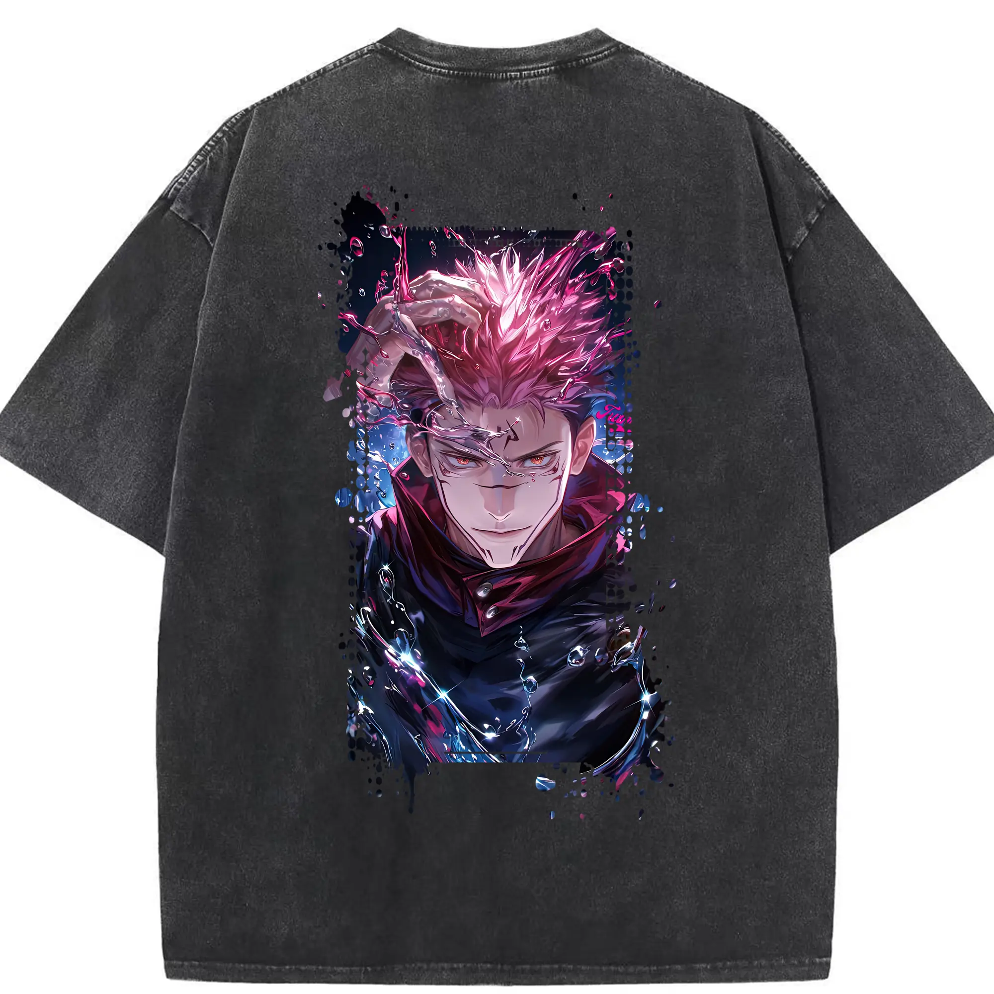 呪術廻戦 グッズ,両面宿儺 - 綿100％ ヴィンテージ風 半袖Tシャツ ・ 背面プリント ・ 柔らか肌触り ・ 通気性 快適 ・ スポーツ カジュアル 外出用