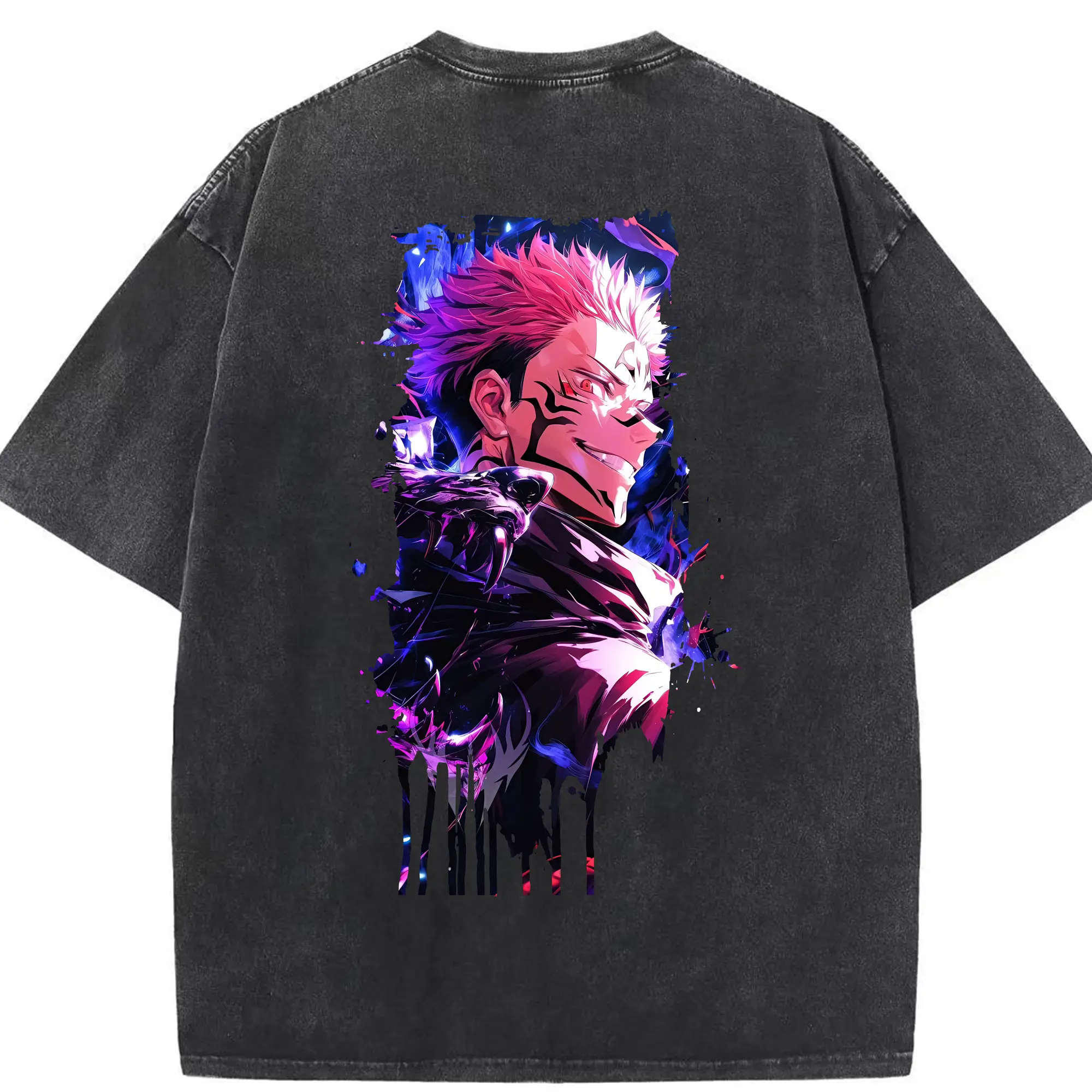 呪術廻戦 グッズ,両面宿儺 - 綿100％ ヴィンテージ風 半袖Tシャツ ・ 背面プリント ・ 柔らか肌触り ・ 通気性 快適 ・ スポーツ カジュアル 外出用