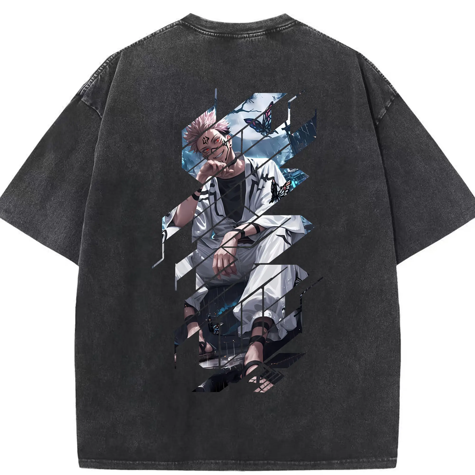 呪術廻戦 グッズ,両面宿儺 - 綿100％ ヴィンテージ風 半袖Tシャツ ・ 背面プリント ・ 柔らか肌触り ・ 通気性 快適 ・ スポーツ カジュアル 外出用