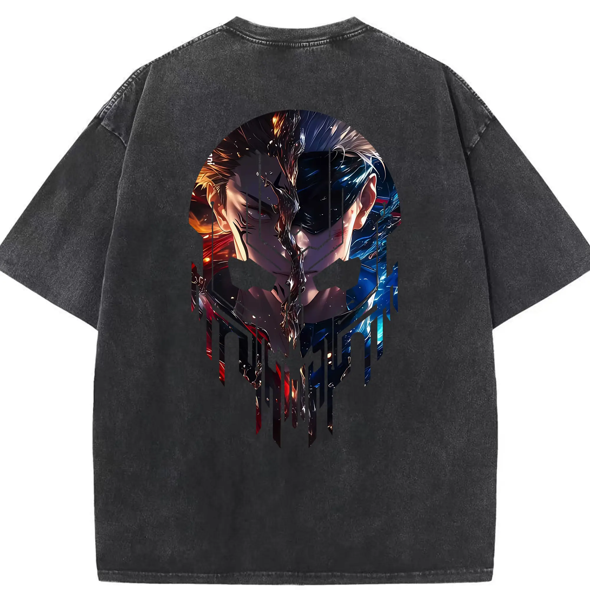 呪術廻戦 グッズ,両面宿儺 - 綿100％ ヴィンテージ風 半袖Tシャツ ・ 背面プリント ・ 柔らか肌触り ・ 通気性 快適 ・ スポーツ カジュアル 外出用