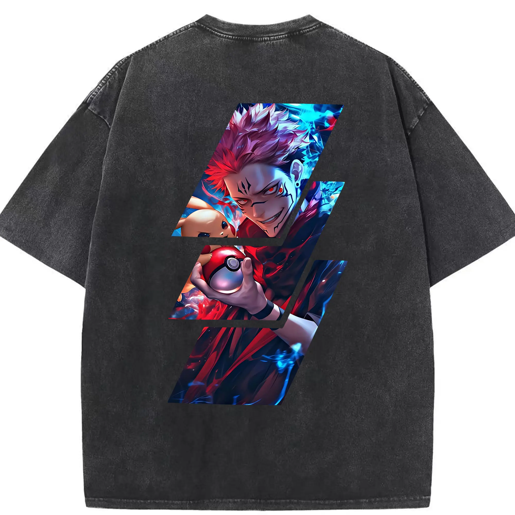 呪術廻戦 グッズ,両面宿儺 - 綿100％ ヴィンテージ風 半袖Tシャツ ・ 背面プリント ・ 柔らか肌触り ・ 通気性 快適 ・ スポーツ カジュアル 外出用