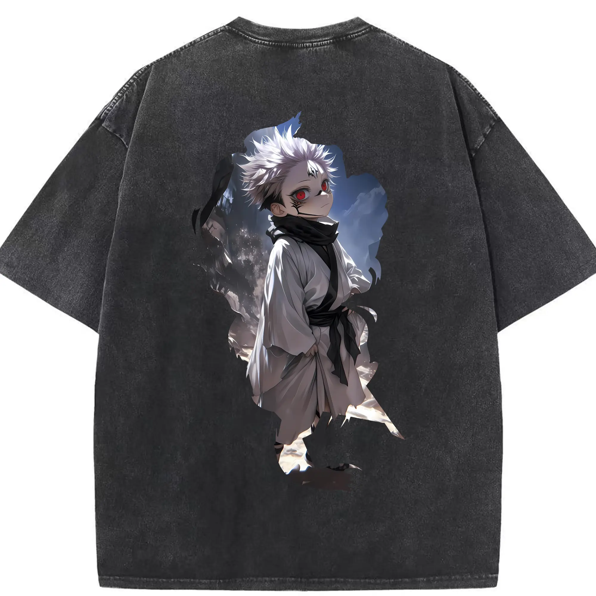 呪術廻戦 グッズ,両面宿儺 - 綿100％ ヴィンテージ風 半袖Tシャツ ・ 背面プリント ・ 柔らか肌触り ・ 通気性 快適 ・ スポーツ カジュアル 外出用