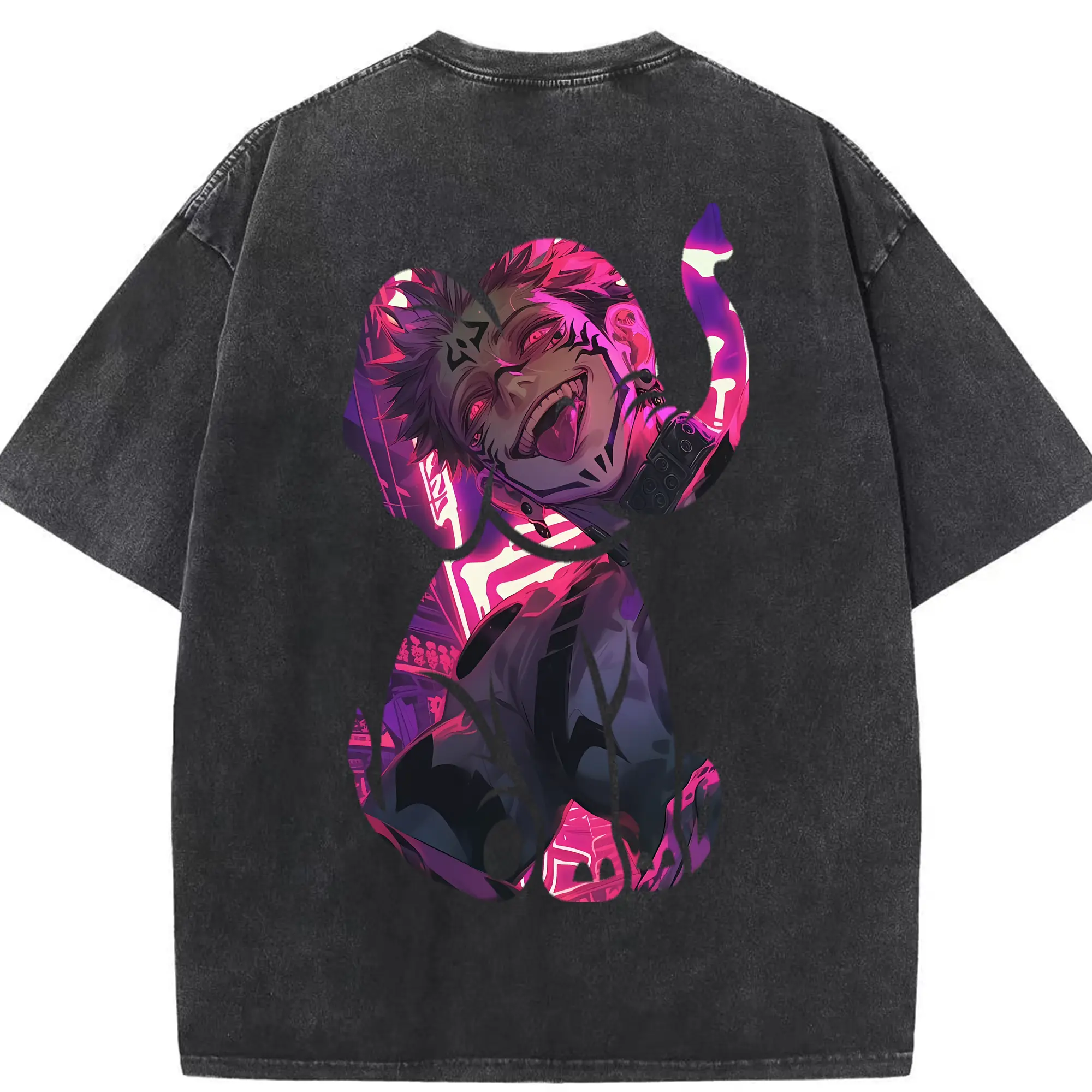 呪術廻戦 グッズ,両面宿儺 - 綿100％ ヴィンテージ風 半袖Tシャツ ・ 背面プリント ・ 柔らか肌触り ・ 通気性 快適 ・ スポーツ カジュアル 外出用