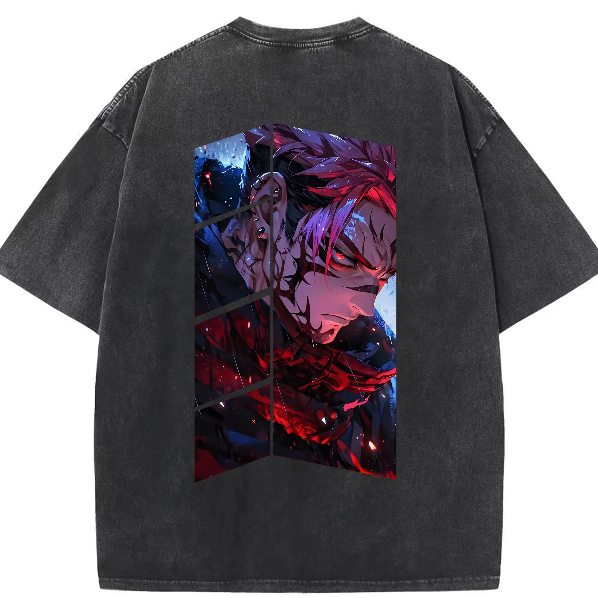 呪術廻戦 グッズ,両面宿儺 - 綿100％ ヴィンテージ風 半袖Tシャツ ・ 背面プリント ・ 柔らか肌触り ・ 通気性 快適 ・ スポーツ カジュアル 外出用