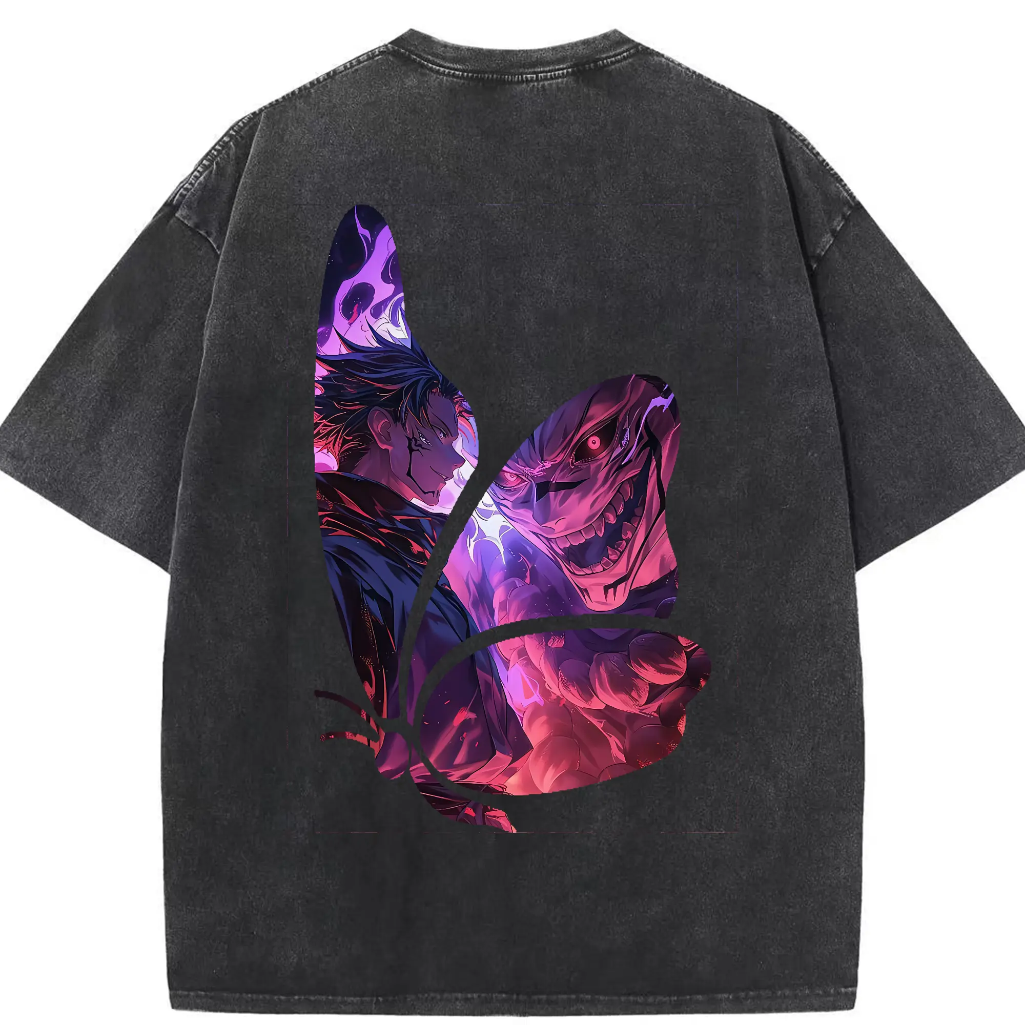 呪術廻戦 グッズ,両面宿儺 - 綿100％ ヴィンテージ風 半袖Tシャツ ・ 背面プリント ・ 柔らか肌触り ・ 通気性 快適 ・ スポーツ カジュアル 外出用