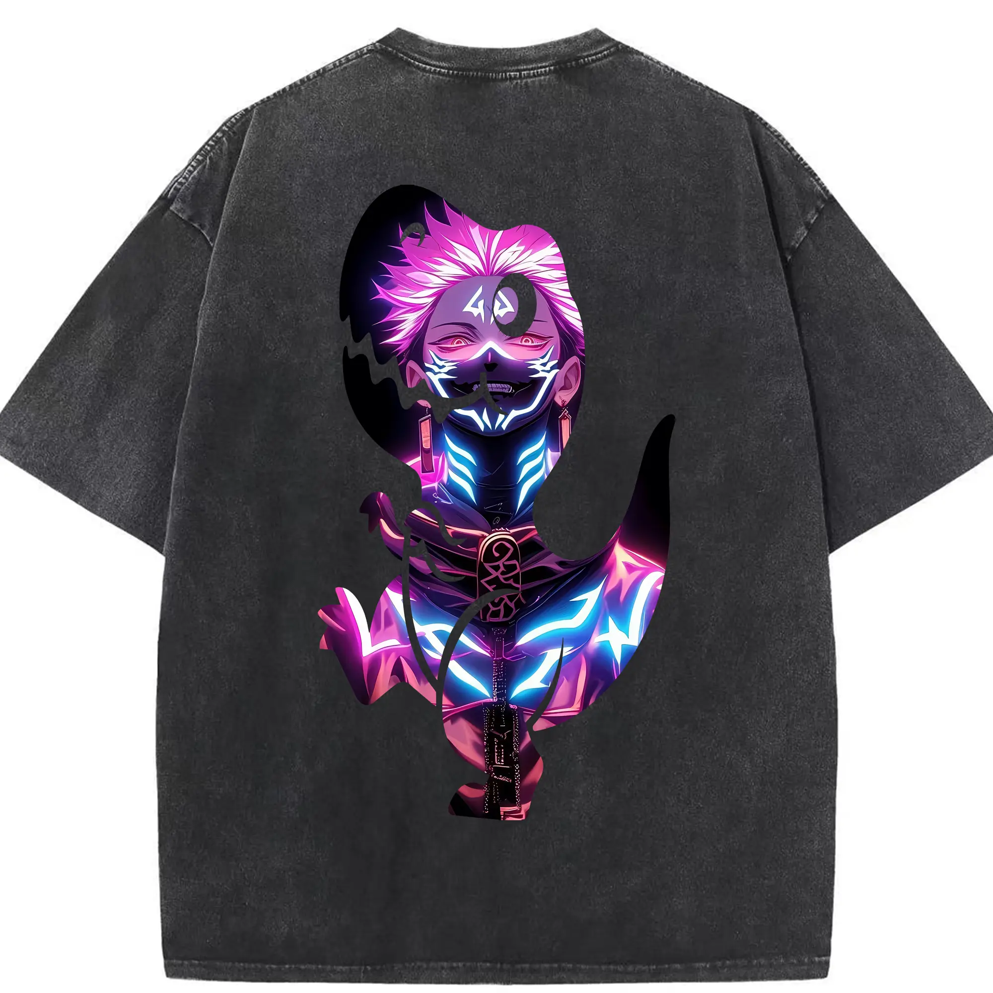 呪術廻戦 グッズ,両面宿儺 - 綿100％ ヴィンテージ風 半袖Tシャツ ・ 背面プリント ・ 柔らか肌触り ・ 通気性 快適 ・ スポーツ カジュアル 外出用