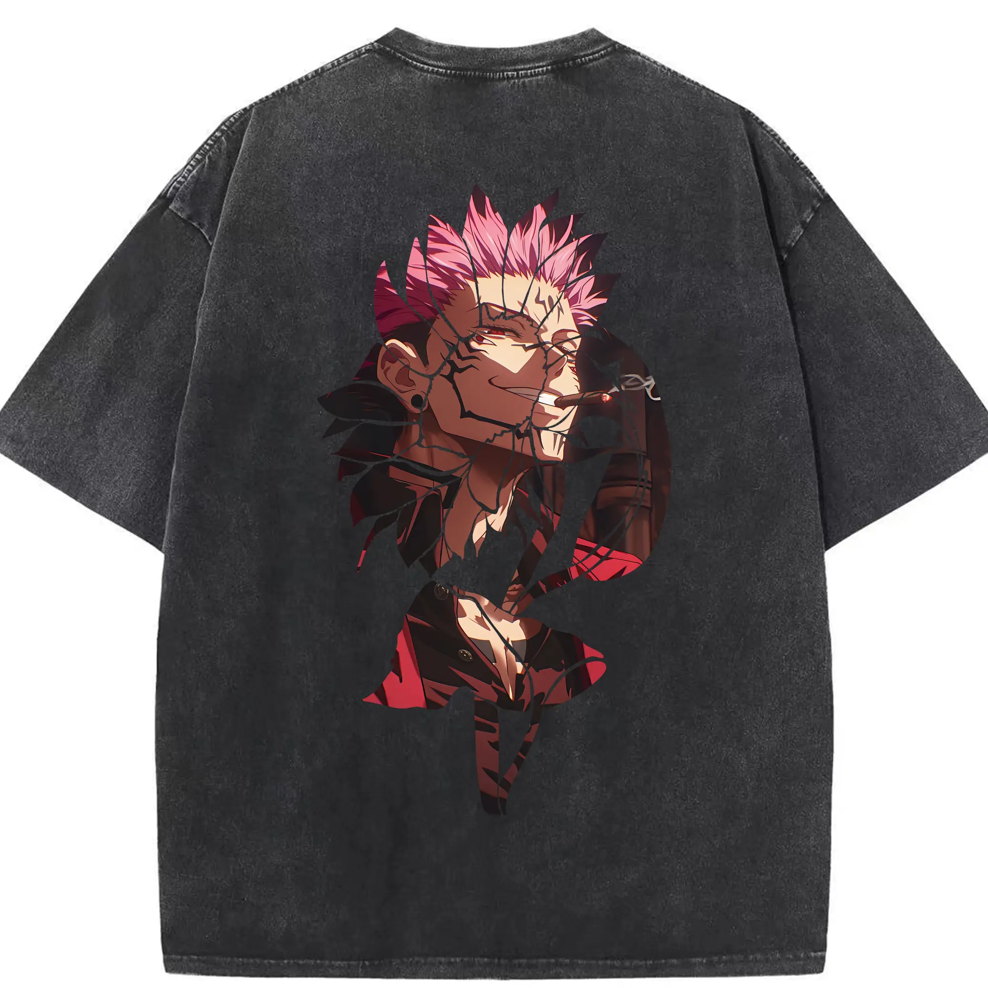 呪術廻戦 グッズ,両面宿儺 - 綿100％ ヴィンテージ風 半袖Tシャツ ・ 背面プリント ・ 柔らか肌触り ・ 通気性 快適 ・ スポーツ カジュアル 外出用