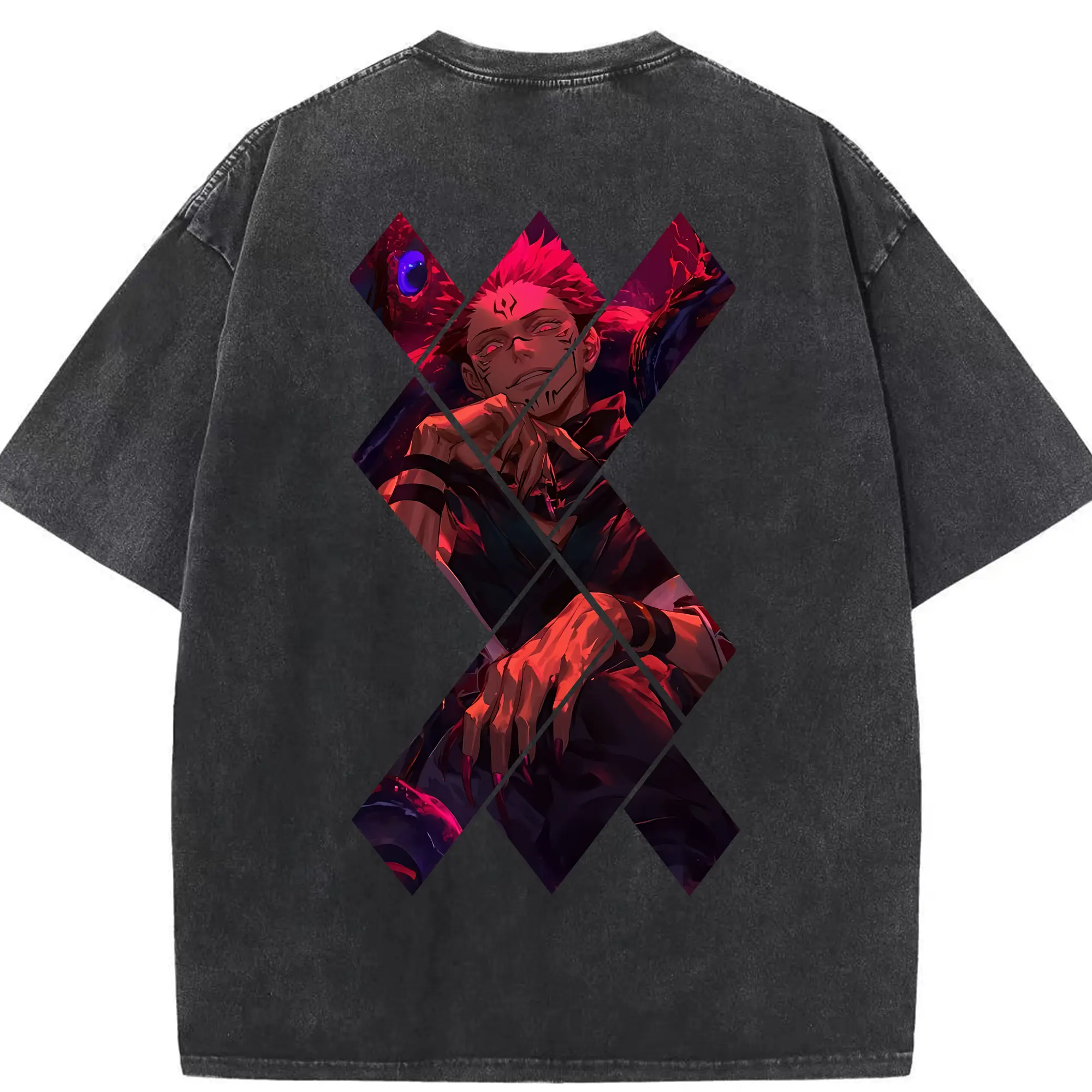 呪術廻戦 グッズ,両面宿儺 - 綿100％ ヴィンテージ風 半袖Tシャツ ・ 背面プリント ・ 柔らか肌触り ・ 通気性 快適 ・ スポーツ カジュアル 外出用