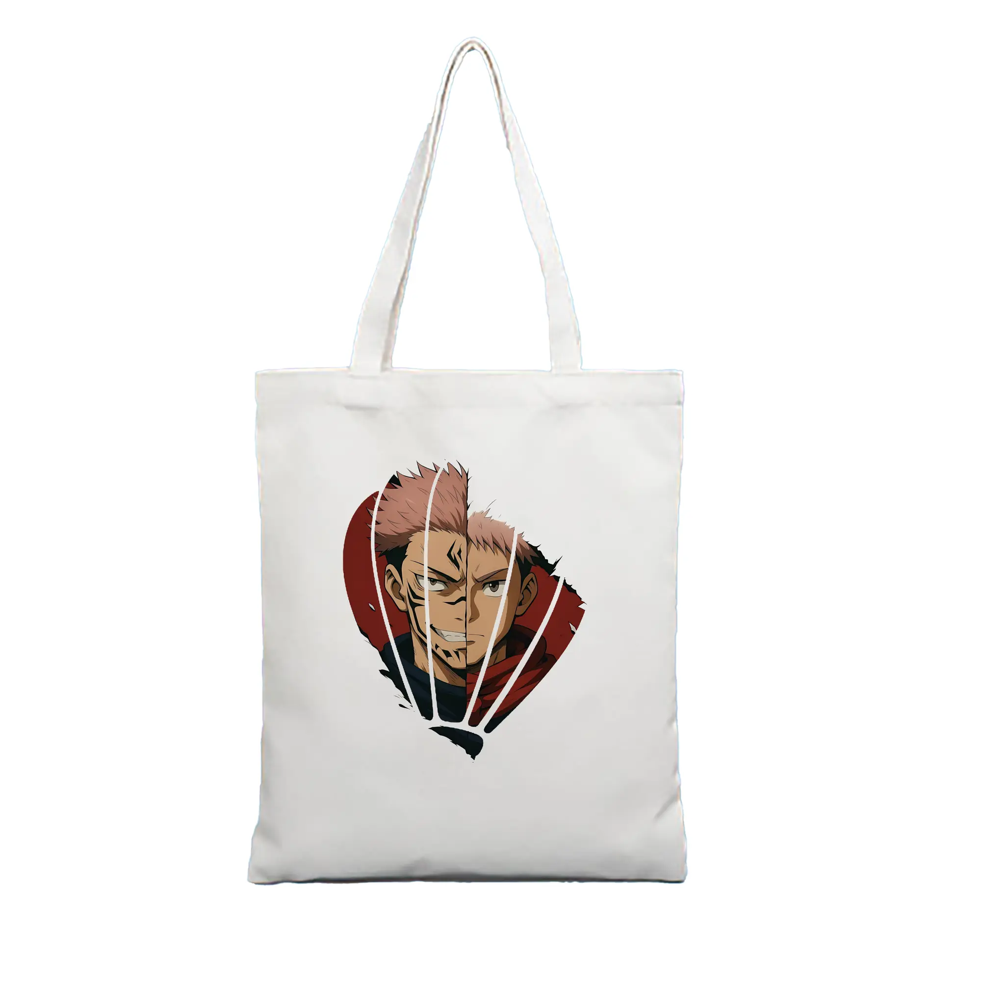 呪術廻戦 グッズ,両面宿儺 - 縦型キャンバス手提げバッグ（トートバッグ） ・ キャンバス素材 ・ ショッピング用 ・ 軽量 丈夫 お手入れ簡単