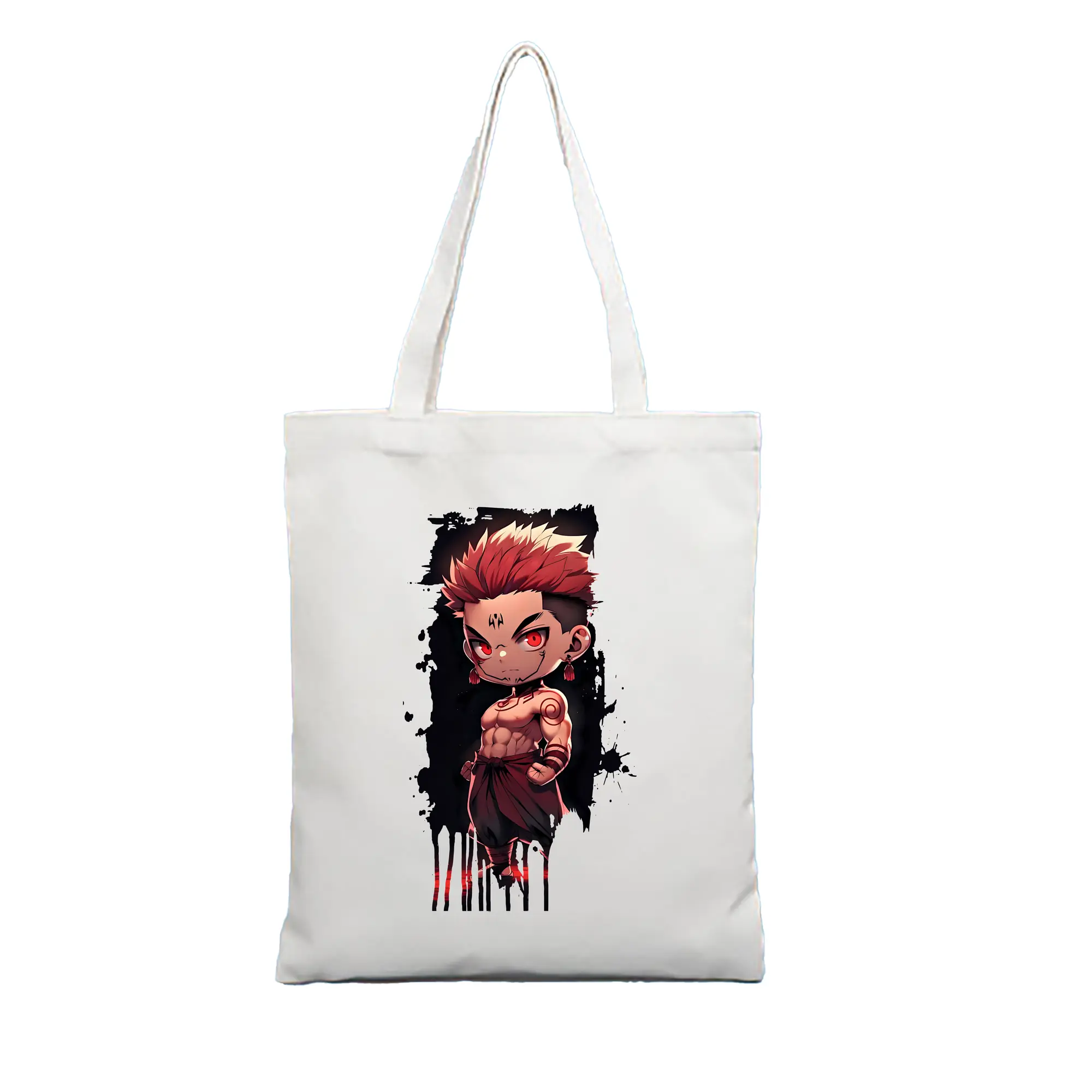 呪術廻戦 グッズ,両面宿儺 - 縦型キャンバス手提げバッグ（トートバッグ） ・ キャンバス素材 ・ ショッピング用 ・ 軽量 丈夫 お手入れ簡単