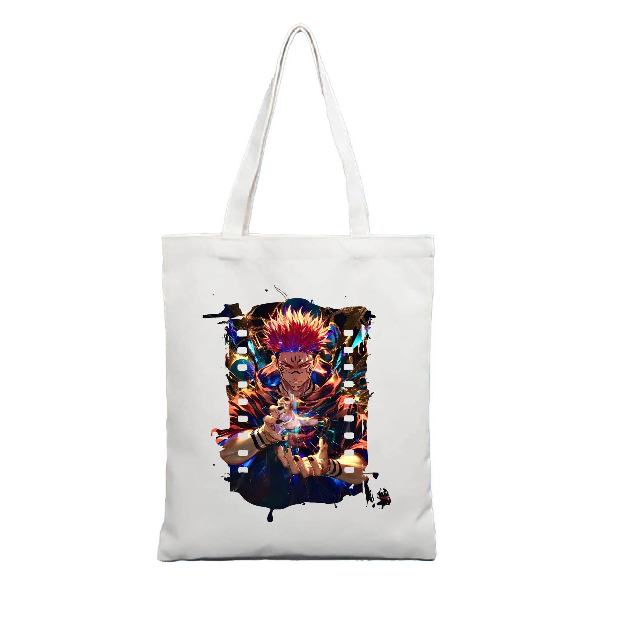 呪術廻戦 グッズ,両面宿儺 - 縦型キャンバス手提げバッグ（トートバッグ） ・ キャンバス素材 ・ ショッピング用 ・ 軽量 丈夫 お手入れ簡単