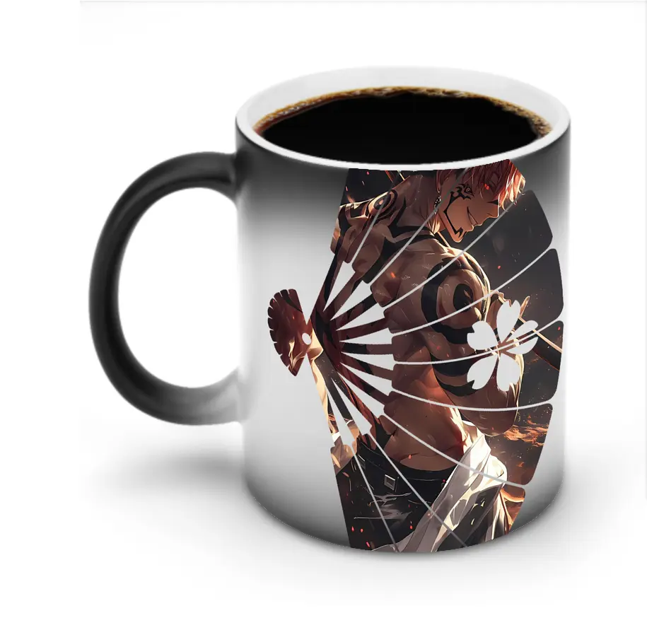 呪術廻戦 グッズ,両面宿儺 - 変色マグカップ ・ セラミック ・ 熱転写プリント ・ 耐久性 高品質 ・ ギフト・自宅用 コーヒー お茶