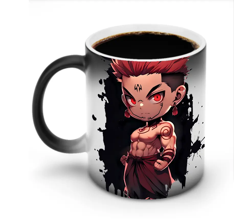 呪術廻戦 グッズ,両面宿儺 - 変色マグカップ ・ セラミック ・ 熱転写プリント ・ 耐久性 高品質 ・ ギフト・自宅用 コーヒー お茶