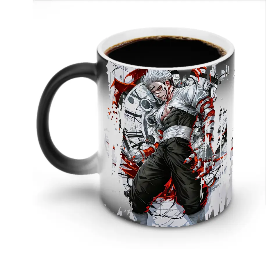 呪術廻戦 グッズ,両面宿儺 - 変色マグカップ ・ セラミック ・ 熱転写プリント ・ 耐久性 高品質 ・ ギフト・自宅用 コーヒー お茶