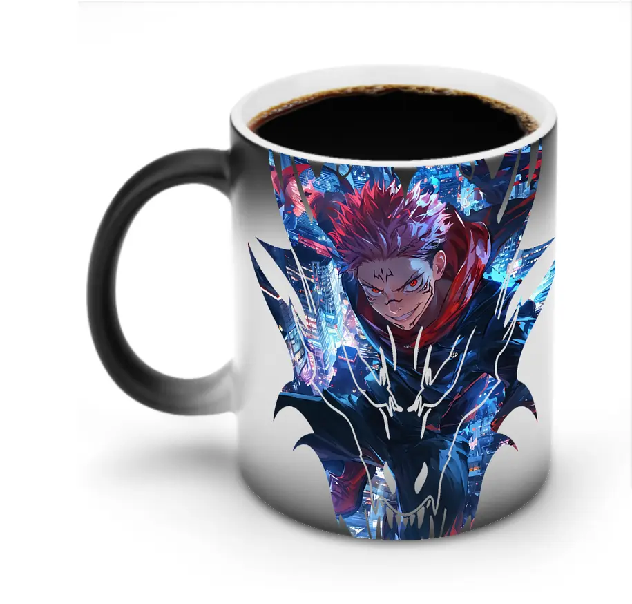 呪術廻戦 グッズ,両面宿儺 - 変色マグカップ ・ セラミック ・ 熱転写プリント ・ 耐久性 高品質 ・ ギフト・自宅用 コーヒー お茶