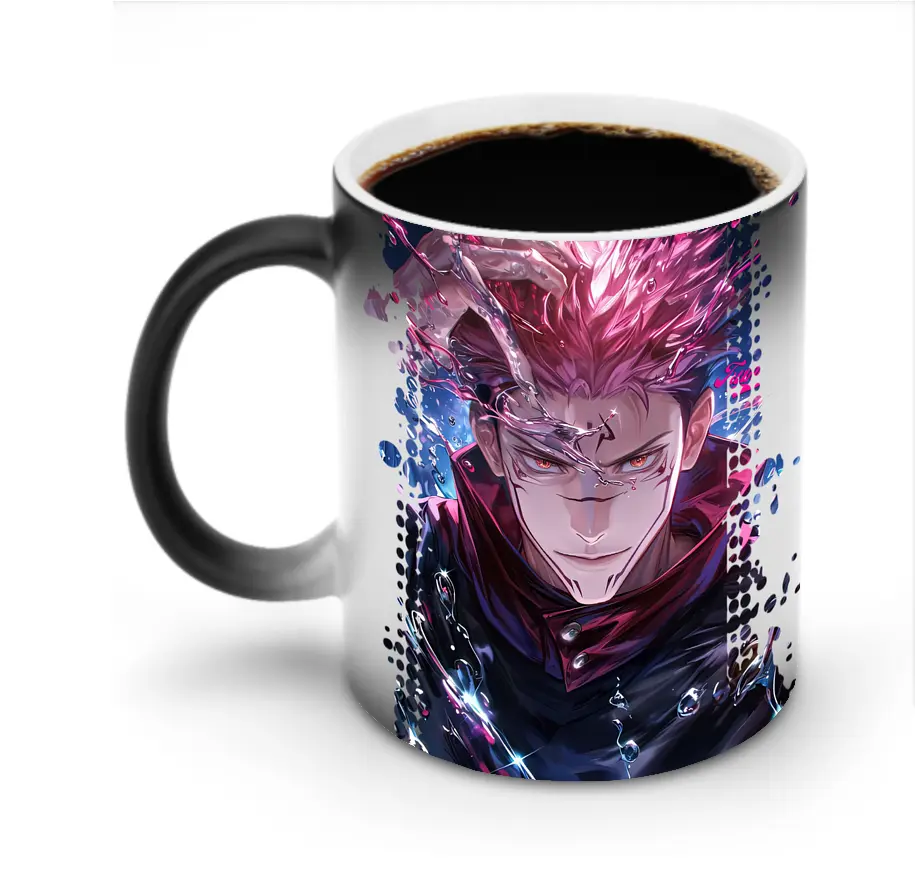 呪術廻戦 グッズ,両面宿儺 - 変色マグカップ ・ セラミック ・ 熱転写プリント ・ 耐久性 高品質 ・ ギフト・自宅用 コーヒー お茶