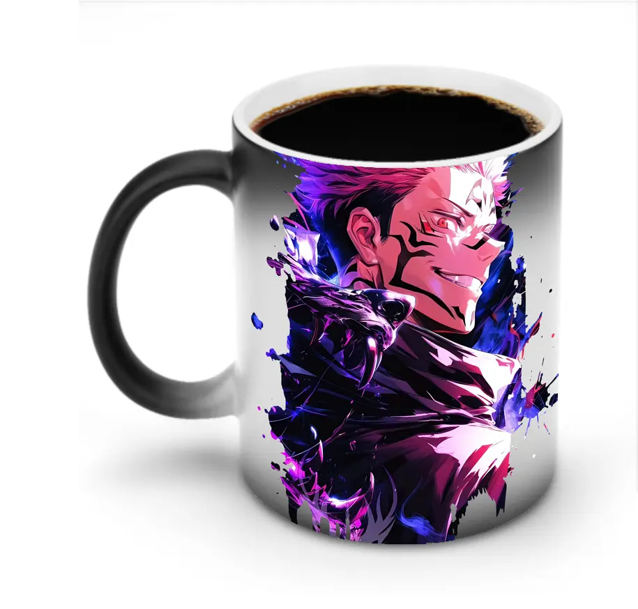 呪術廻戦 グッズ,両面宿儺 - 変色マグカップ ・ セラミック ・ 熱転写プリント ・ 耐久性 高品質 ・ ギフト・自宅用 コーヒー お茶