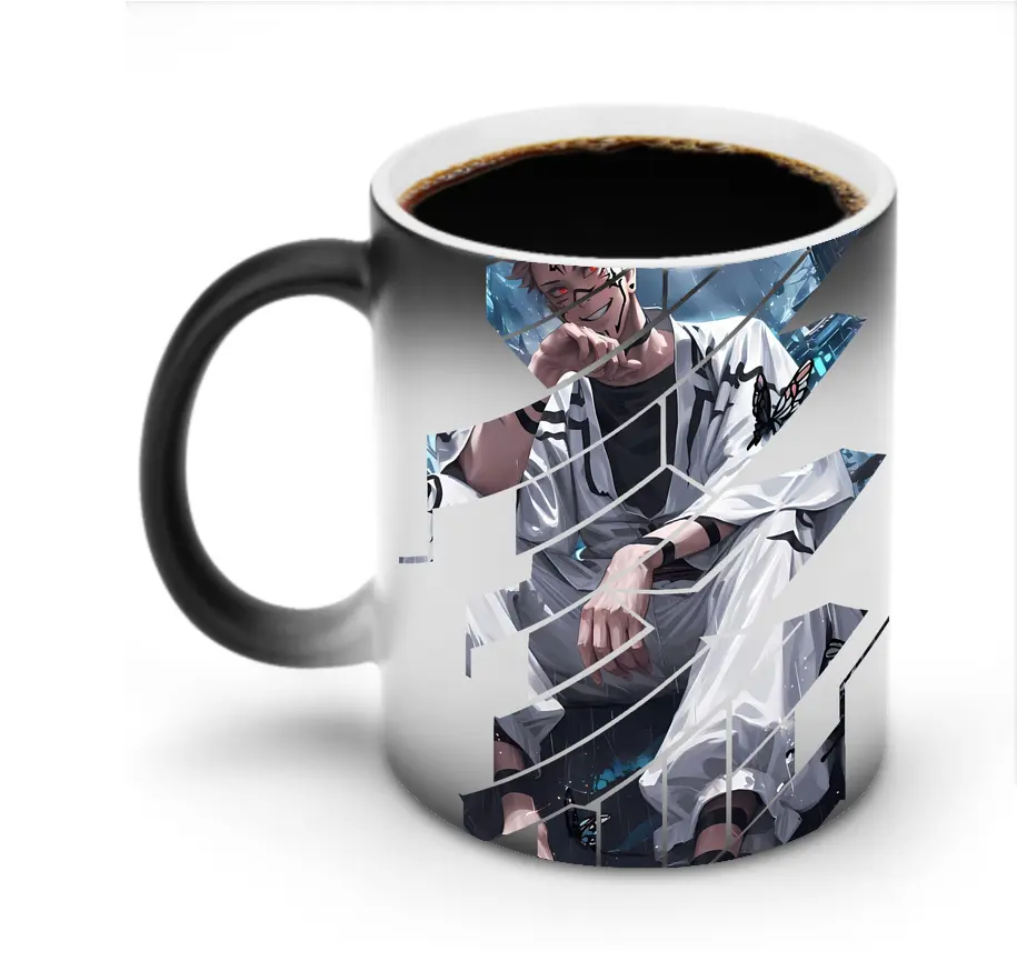 呪術廻戦 グッズ,両面宿儺 - 変色マグカップ ・ セラミック ・ 熱転写プリント ・ 耐久性 高品質 ・ ギフト・自宅用 コーヒー お茶