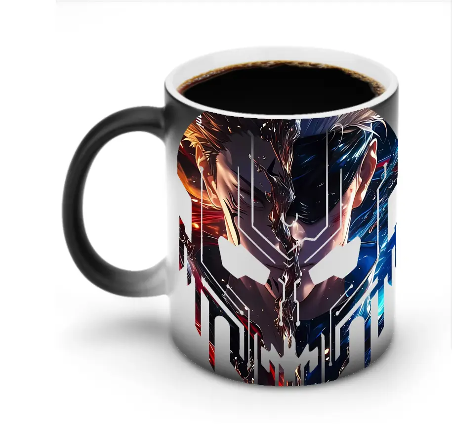 呪術廻戦 グッズ,両面宿儺 - 変色マグカップ ・ セラミック ・ 熱転写プリント ・ 耐久性 高品質 ・ ギフト・自宅用 コーヒー お茶