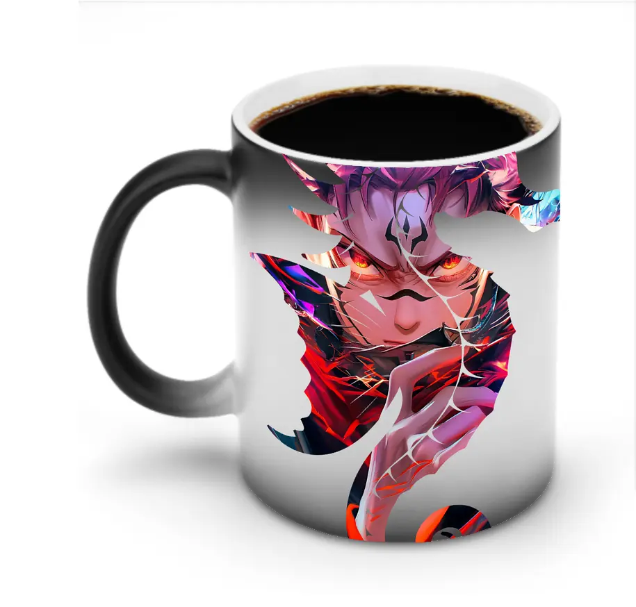 呪術廻戦 グッズ,両面宿儺 - 変色マグカップ ・ セラミック ・ 熱転写プリント ・ 耐久性 高品質 ・ ギフト・自宅用 コーヒー お茶