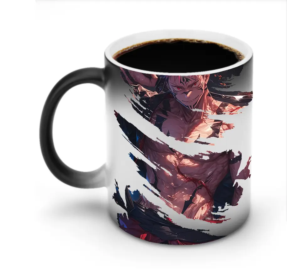 呪術廻戦 グッズ,両面宿儺 - 変色マグカップ ・ セラミック ・ 熱転写プリント ・ 耐久性 高品質 ・ ギフト・自宅用 コーヒー お茶