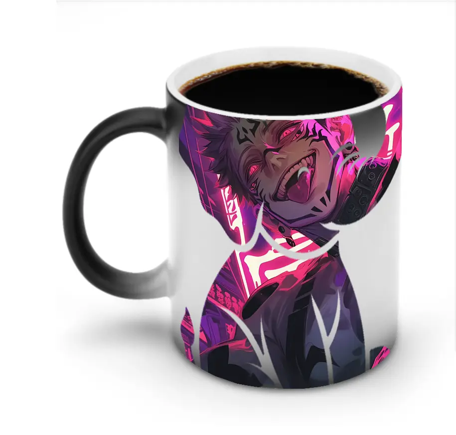 呪術廻戦 グッズ,両面宿儺 - 変色マグカップ ・ セラミック ・ 熱転写プリント ・ 耐久性 高品質 ・ ギフト・自宅用 コーヒー お茶