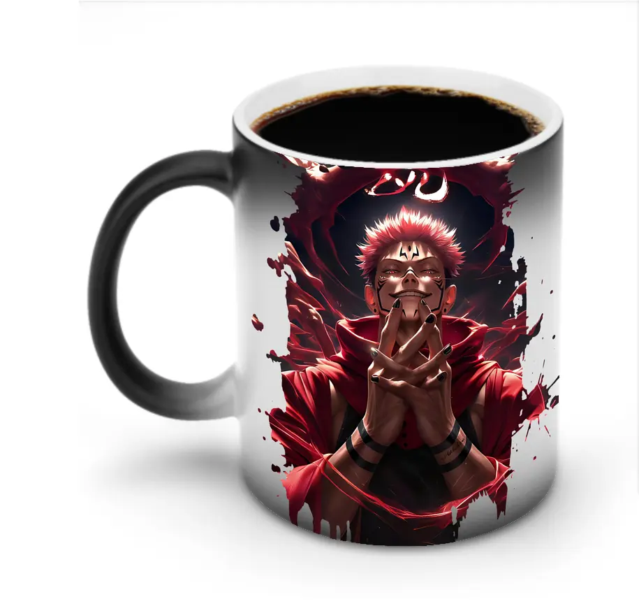 呪術廻戦 グッズ,両面宿儺 - 変色マグカップ ・ セラミック ・ 熱転写プリント ・ 耐久性 高品質 ・ ギフト・自宅用 コーヒー お茶