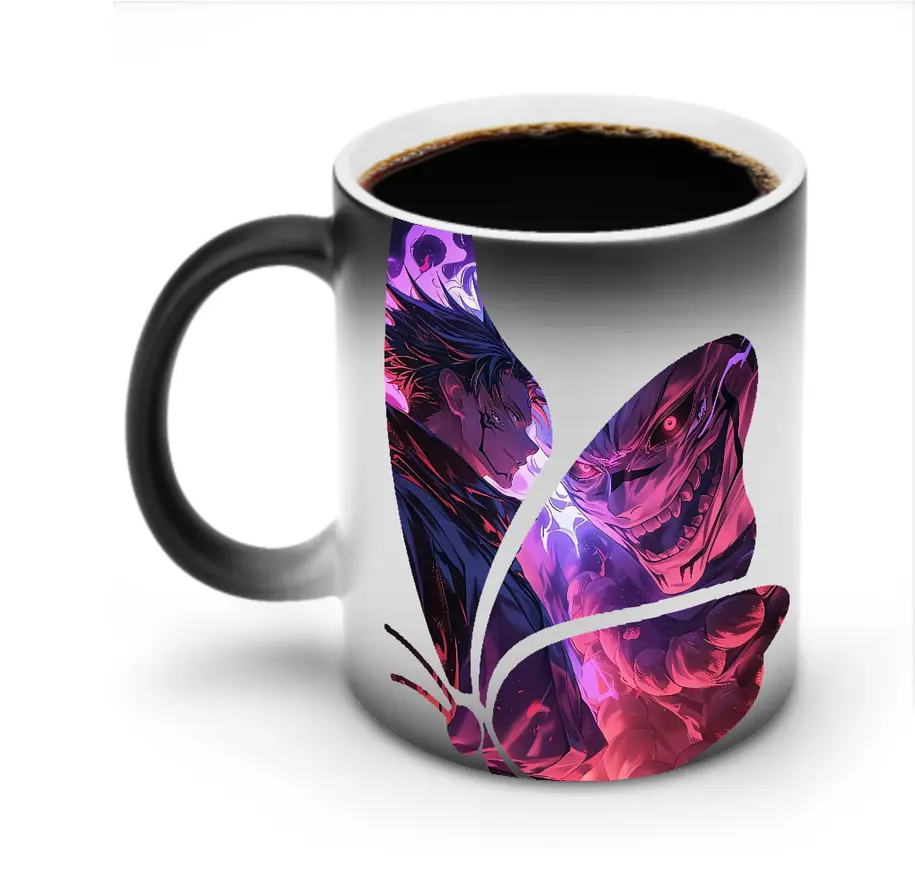 呪術廻戦 グッズ,両面宿儺 - 変色マグカップ ・ セラミック ・ 熱転写プリント ・ 耐久性 高品質 ・ ギフト・自宅用 コーヒー お茶