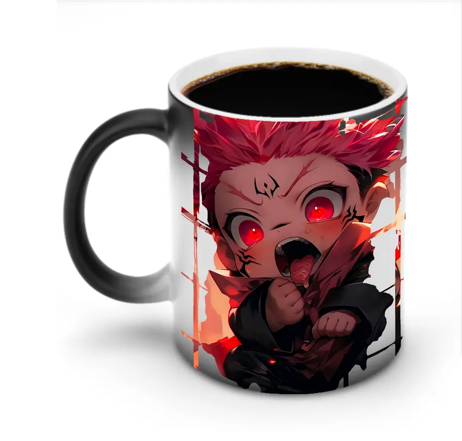 呪術廻戦 グッズ,両面宿儺 - 変色マグカップ ・ セラミック ・ 熱転写プリント ・ 耐久性 高品質 ・ ギフト・自宅用 コーヒー お茶