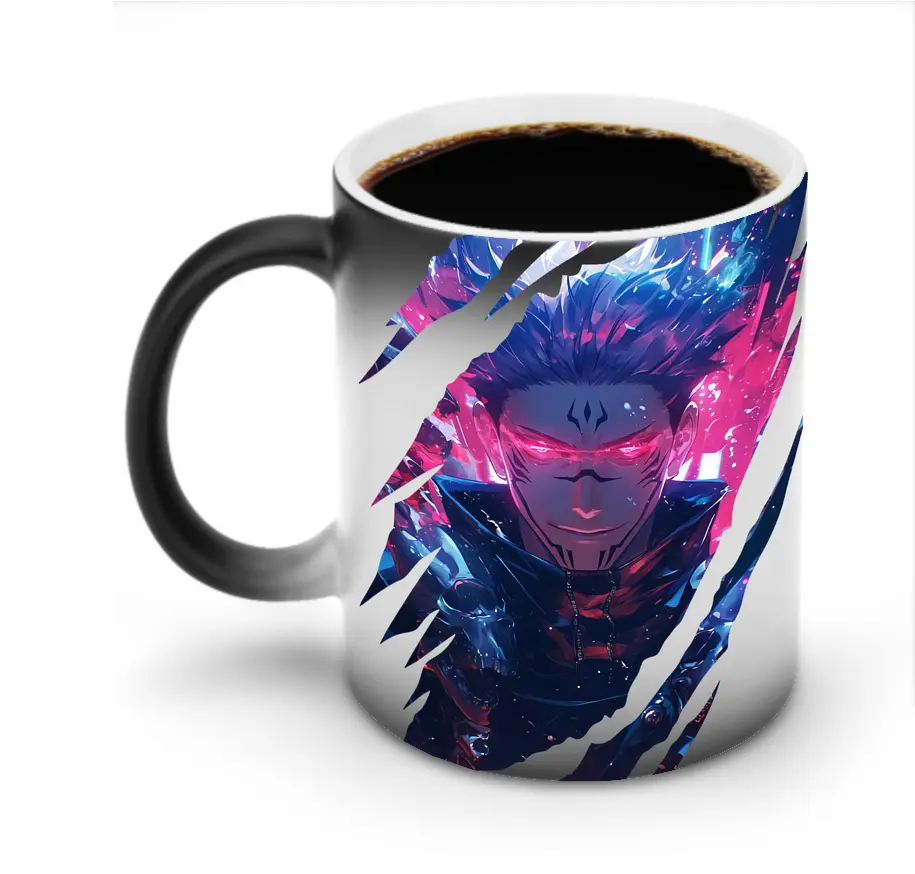 呪術廻戦 グッズ,両面宿儺 - 変色マグカップ ・ セラミック ・ 熱転写プリント ・ 耐久性 高品質 ・ ギフト・自宅用 コーヒー お茶