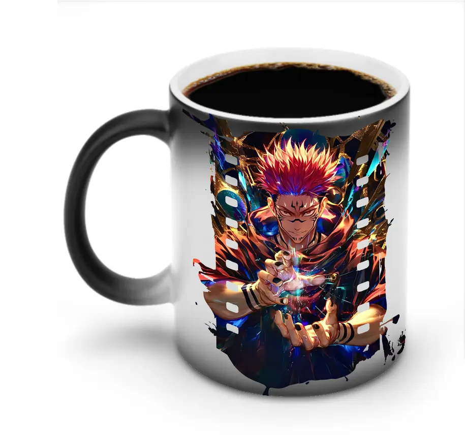 呪術廻戦 グッズ,両面宿儺 - 変色マグカップ ・ セラミック ・ 熱転写プリント ・ 耐久性 高品質 ・ ギフト・自宅用 コーヒー お茶