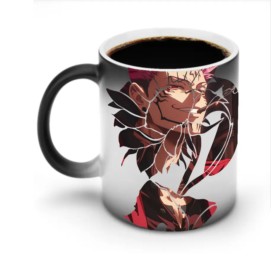 呪術廻戦 グッズ,両面宿儺 - 変色マグカップ ・ セラミック ・ 熱転写プリント ・ 耐久性 高品質 ・ ギフト・自宅用 コーヒー お茶