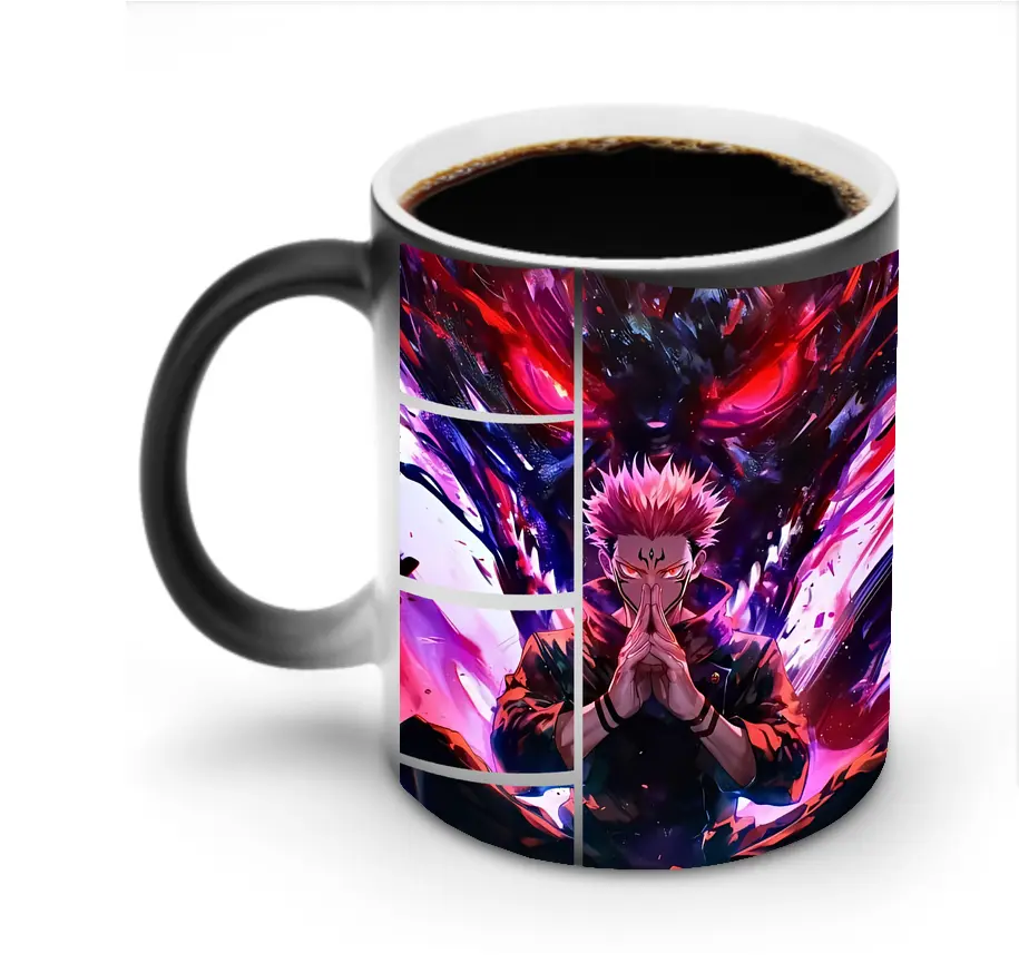 呪術廻戦 グッズ,両面宿儺 - 変色マグカップ ・ セラミック ・ 熱転写プリント ・ 耐久性 高品質 ・ ギフト・自宅用 コーヒー お茶