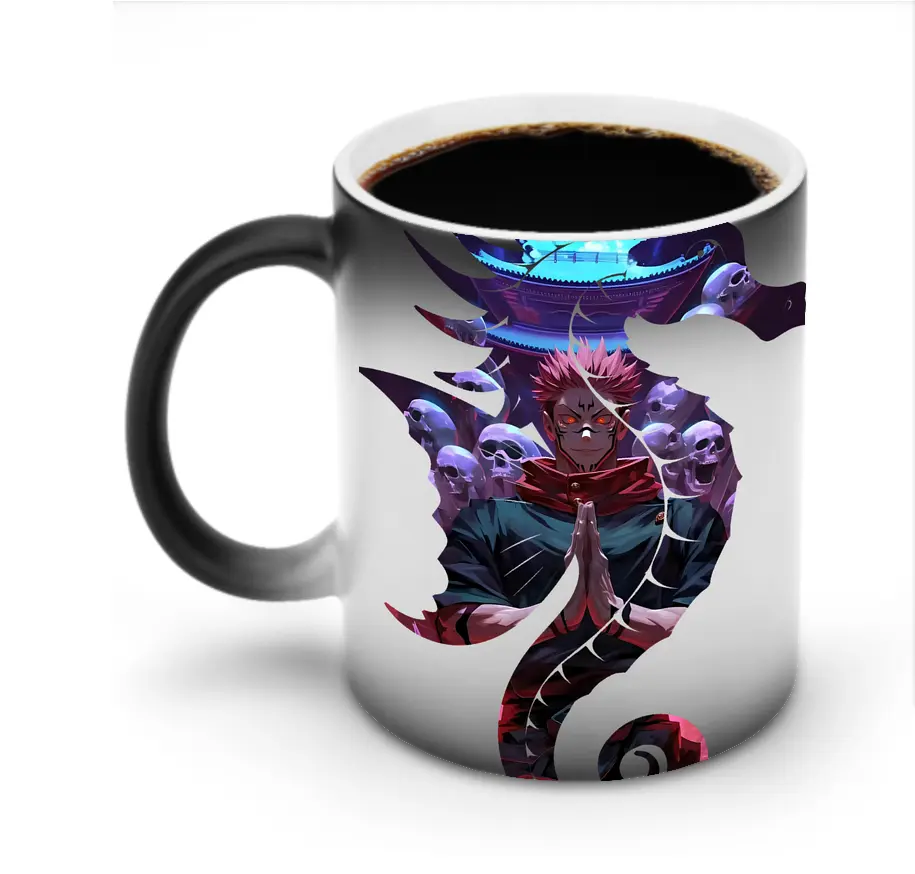 呪術廻戦 グッズ,両面宿儺 - 変色マグカップ ・ セラミック ・ 熱転写プリント ・ 耐久性 高品質 ・ ギフト・自宅用 コーヒー お茶