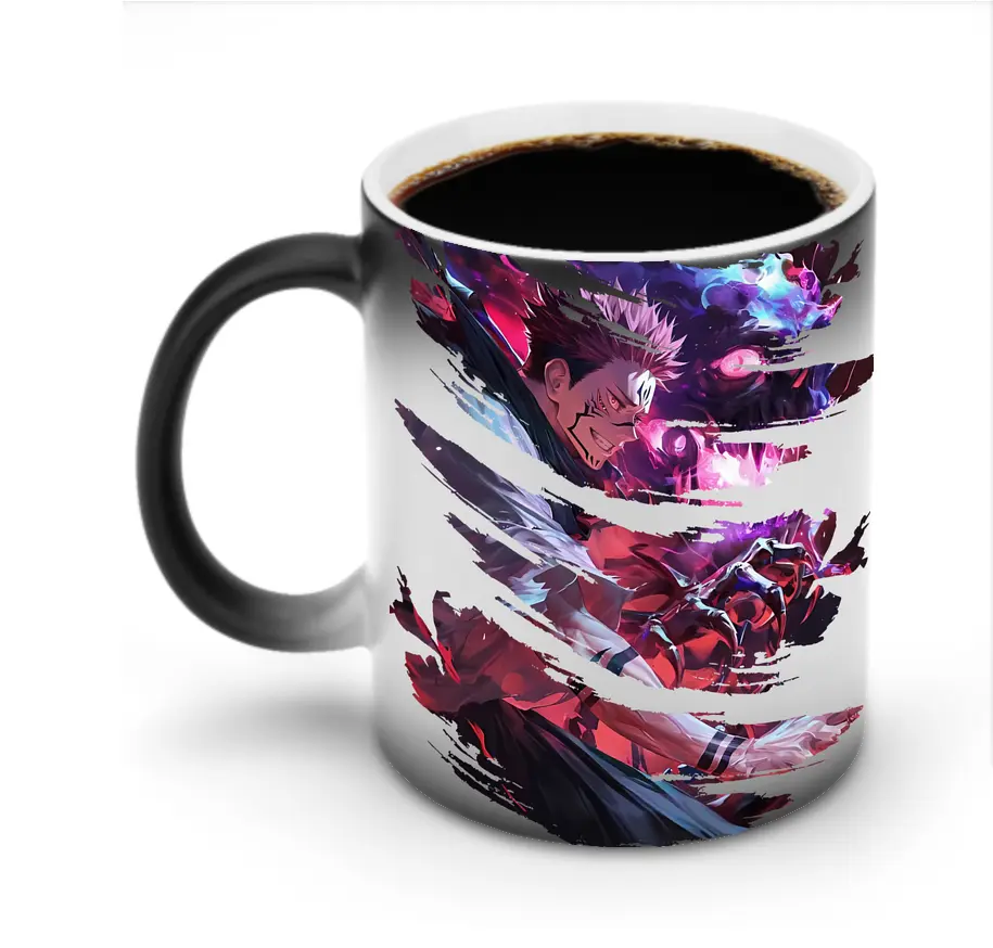 呪術廻戦 グッズ,両面宿儺 - 変色マグカップ ・ セラミック ・ 熱転写プリント ・ 耐久性 高品質 ・ ギフト・自宅用 コーヒー お茶
