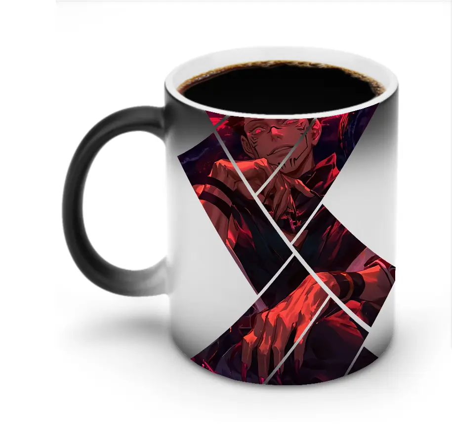 呪術廻戦 グッズ,両面宿儺 - 変色マグカップ ・ セラミック ・ 熱転写プリント ・ 耐久性 高品質 ・ ギフト・自宅用 コーヒー お茶