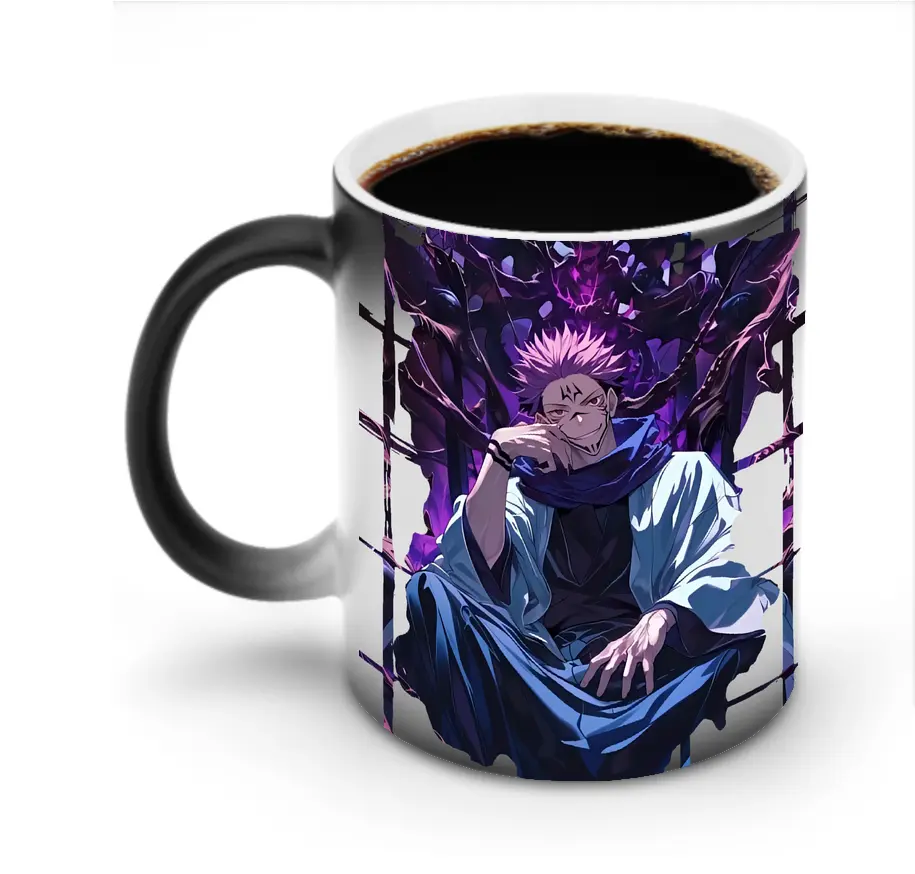 呪術廻戦 グッズ,両面宿儺 - 変色マグカップ ・ セラミック ・ 熱転写プリント ・ 耐久性 高品質 ・ ギフト・自宅用 コーヒー お茶