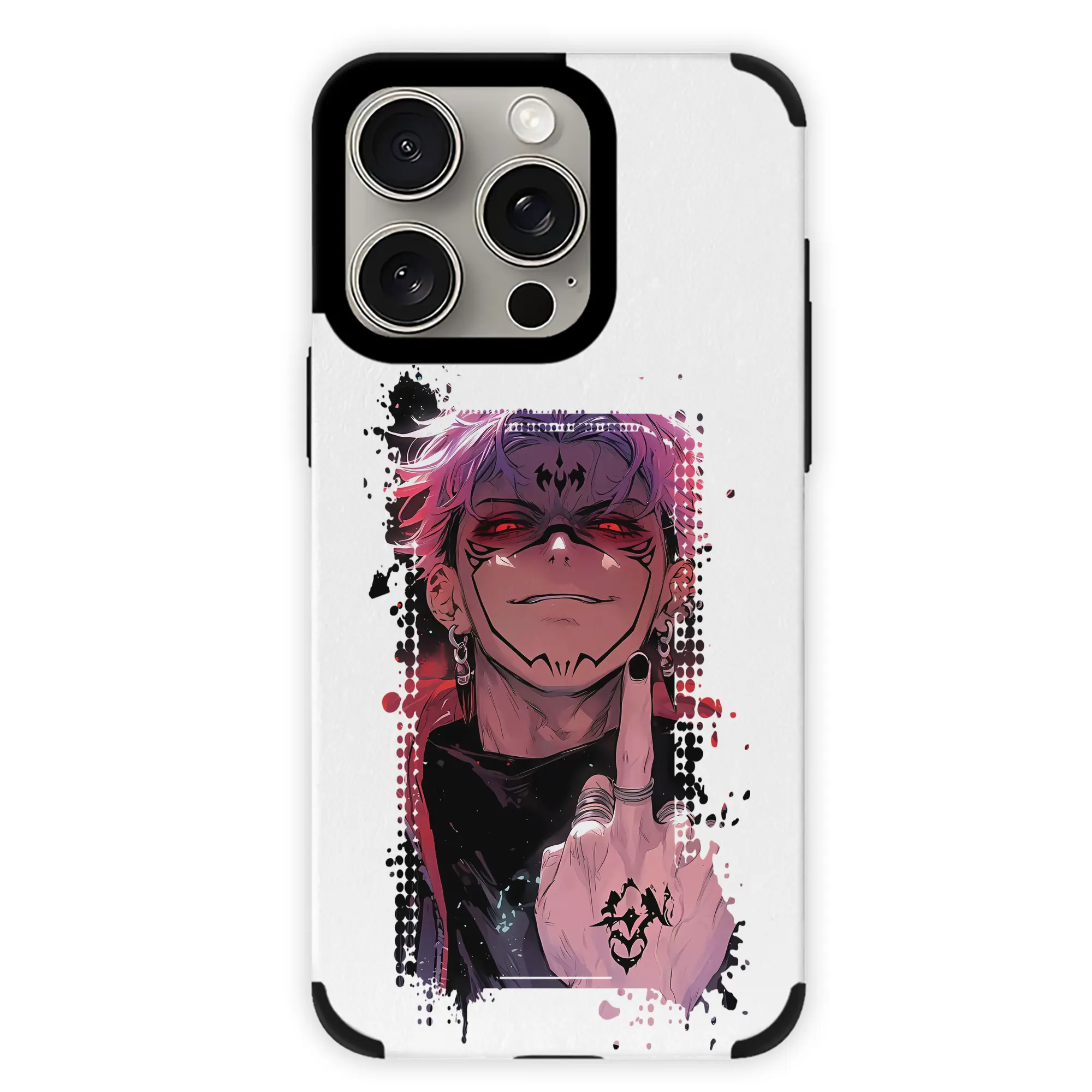 呪術廻戦 グッズ,両面宿儺 - IPhone15ProMax対応 ・ PUレザースマホケース ・ 耐衝撃 ・ 黄変防止 ・ 360度全面保護 ・ 柔らか手触り ・ 3D立体ボタン