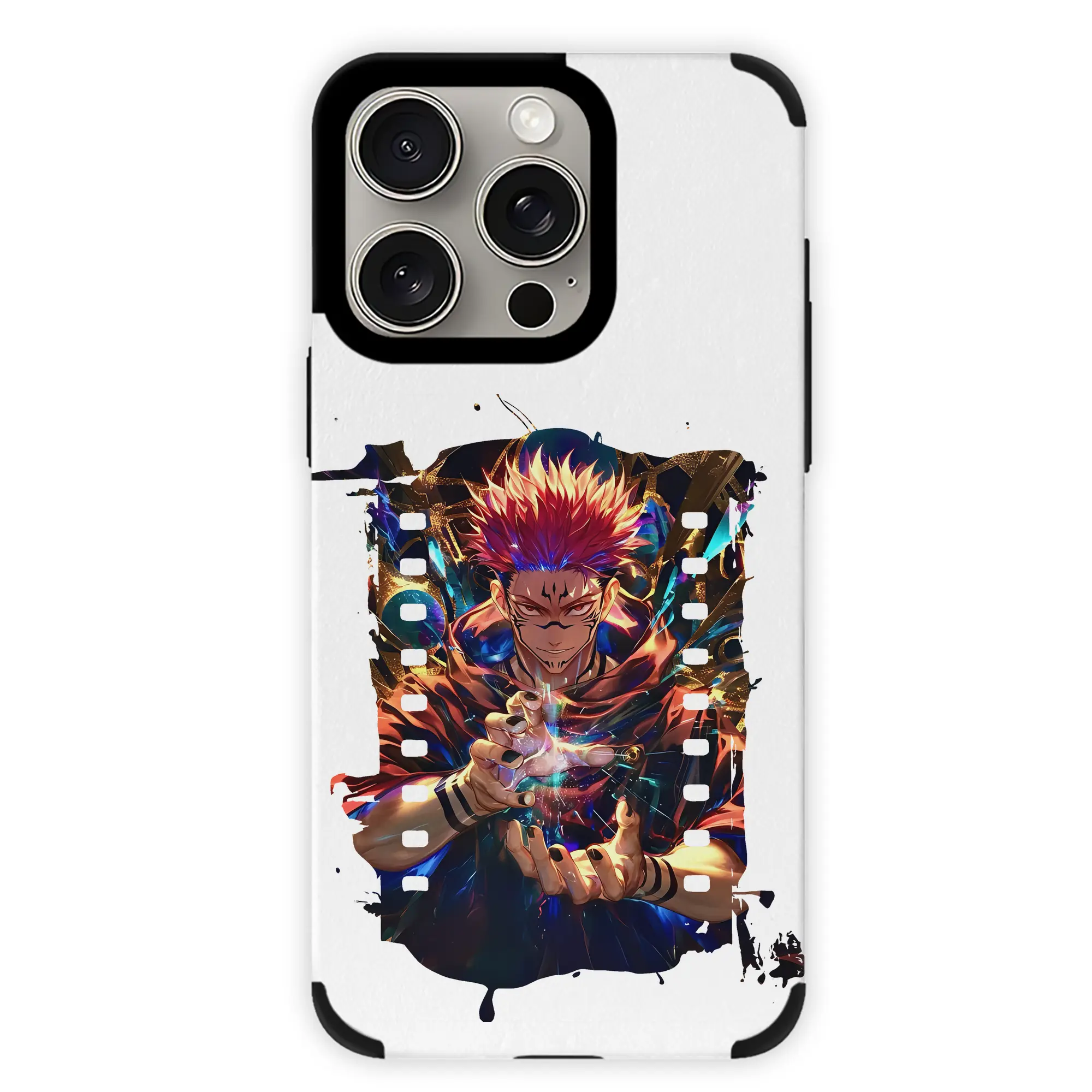 呪術廻戦 グッズ,両面宿儺 - IPhone15ProMax対応 ・ PUレザースマホケース ・ 耐衝撃 ・ 黄変防止 ・ 360度全面保護 ・ 柔らか手触り ・ 3D立体ボタン