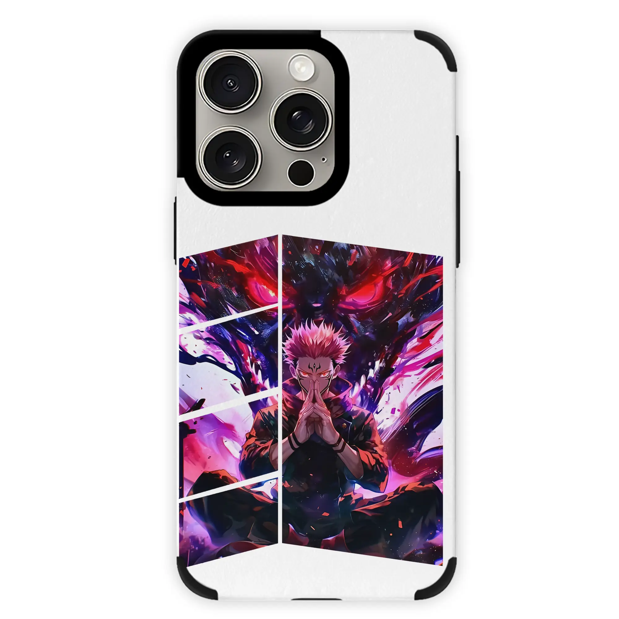 呪術廻戦 グッズ,両面宿儺 - IPhone15ProMax対応 ・ PUレザースマホケース ・ 耐衝撃 ・ 黄変防止 ・ 360度全面保護 ・ 柔らか手触り ・ 3D立体ボタン