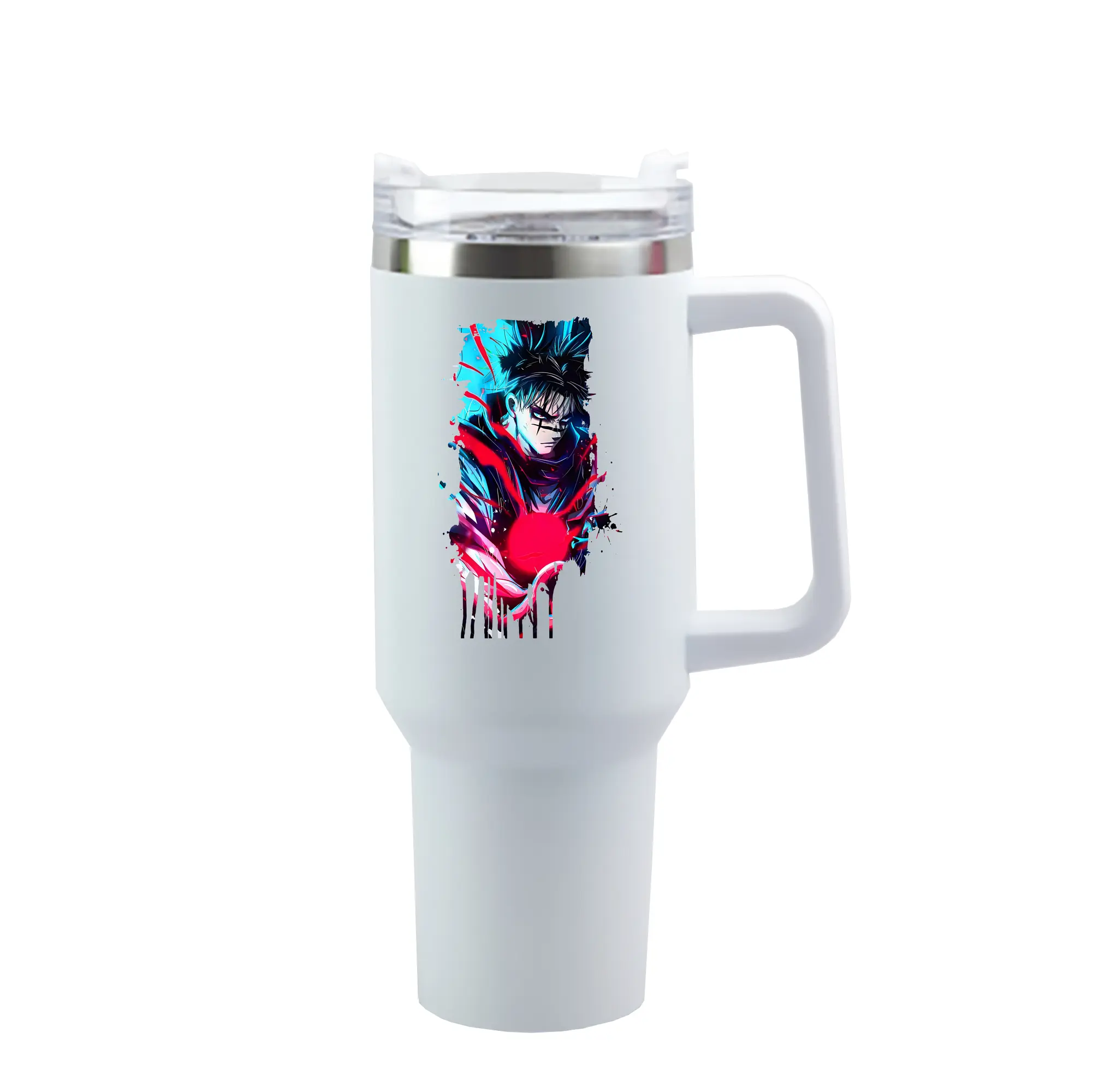 呪術廻戦 グッズ,脹相 - 1200mL 車用タンブラー ・ クリスタルステッカー ・ 304ステンレス 内側 ・ 201ステンレス 外側 ・ 保温 保冷 ・ ハンドル＆ストロー付き ・ 通勤 ドライブ アウトドア用