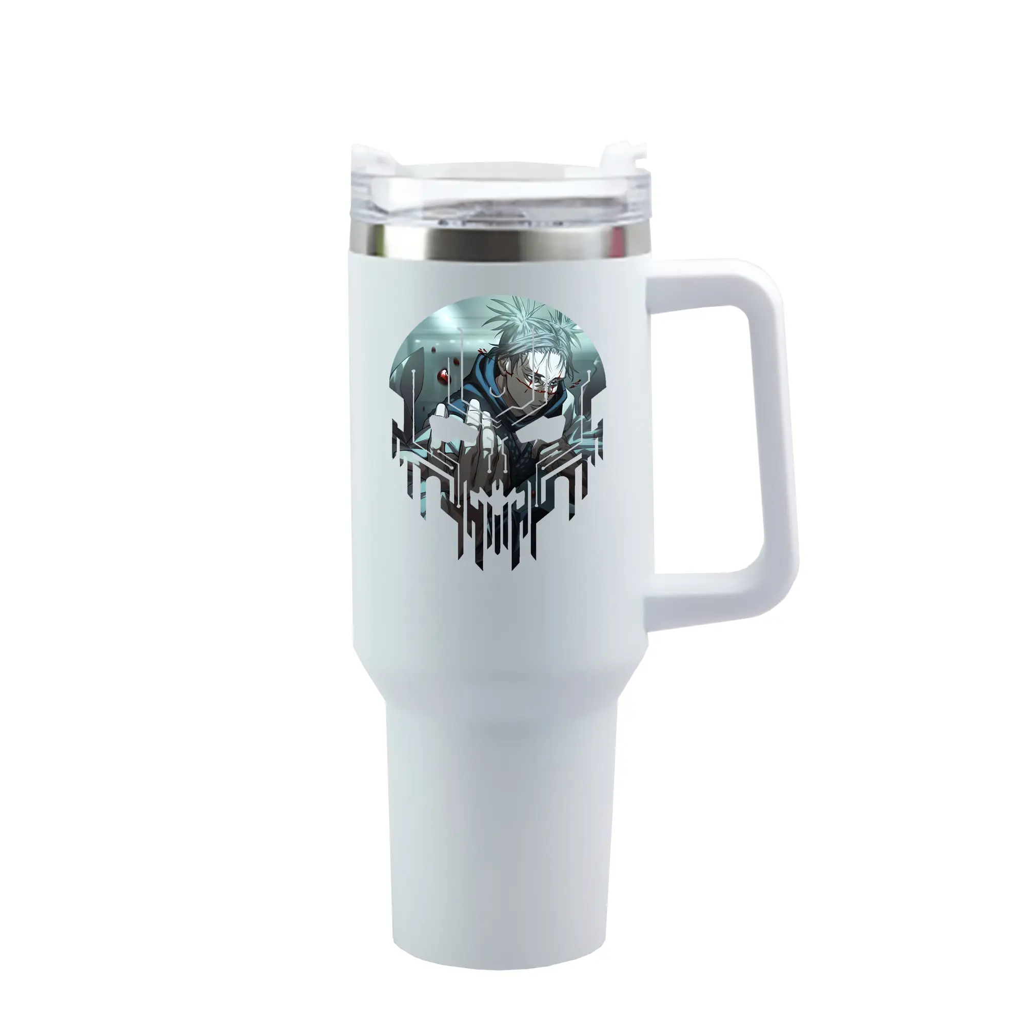 呪術廻戦 グッズ,脹相 - 1200mL 車用タンブラー ・ クリスタルステッカー ・ 304ステンレス 内側 ・ 201ステンレス 外側 ・ 保温 保冷 ・ ハンドル＆ストロー付き ・ 通勤 ドライブ アウトドア用