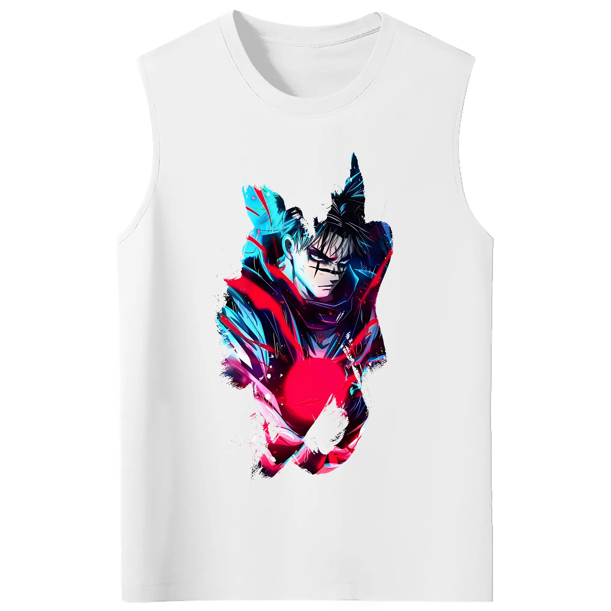 呪術廻戦 グッズ,脹相 - コットン100％ タンクトップ ・ フロントプリント ・ タイトフィット ・ 快適 通気性 ・ スポーツ カジュアル 散歩用
