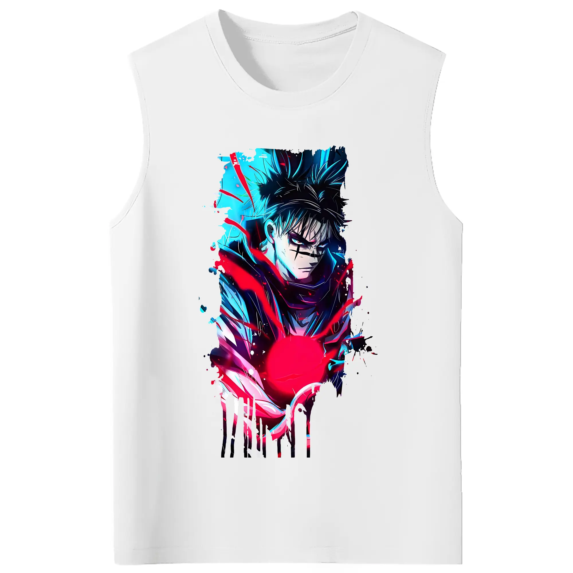 呪術廻戦 グッズ,脹相 - コットン100％ タンクトップ ・ フロントプリント ・ タイトフィット ・ 快適 通気性 ・ スポーツ カジュアル 散歩用