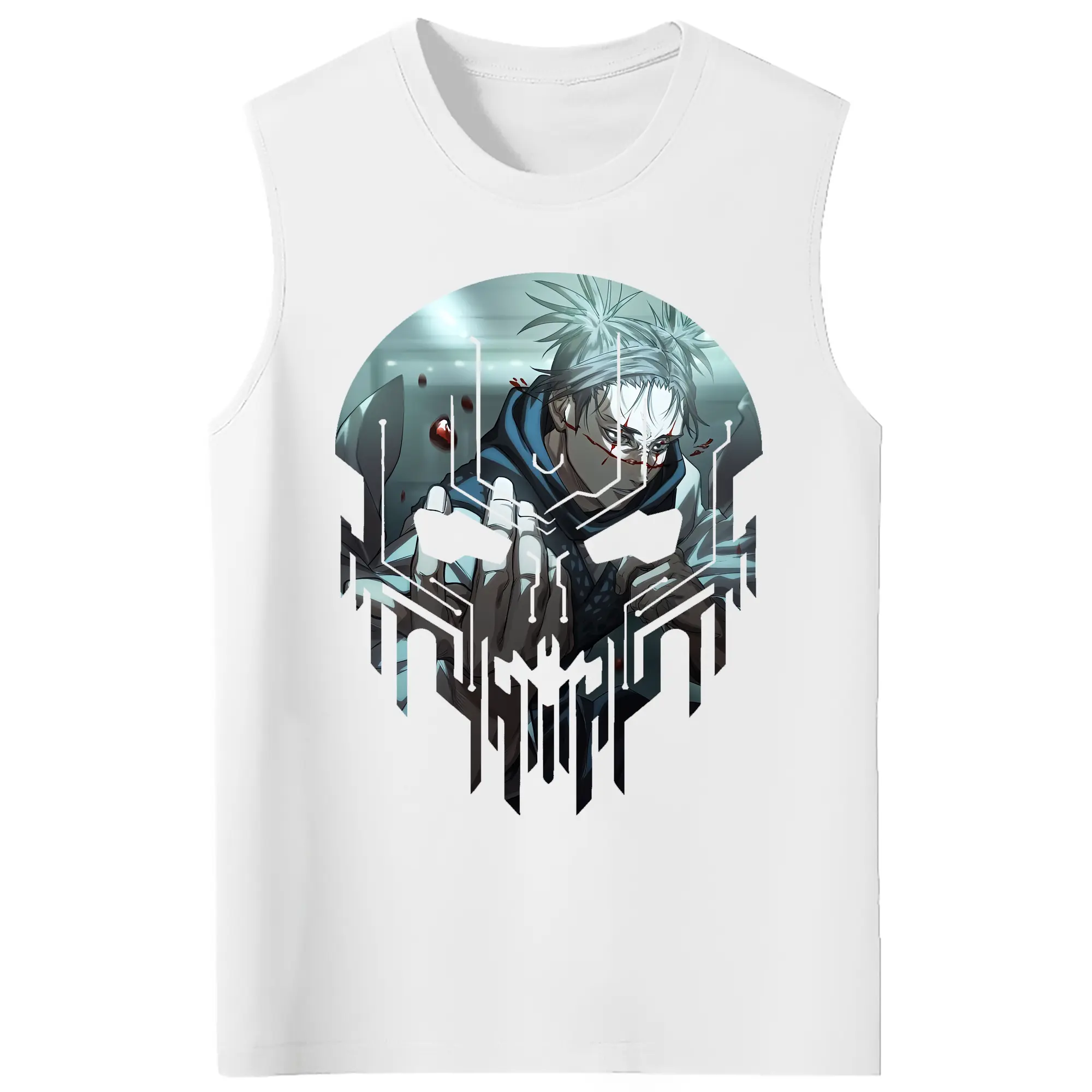 呪術廻戦 グッズ,脹相 - コットン100％ タンクトップ ・ フロントプリント ・ タイトフィット ・ 快適 通気性 ・ スポーツ カジュアル 散歩用