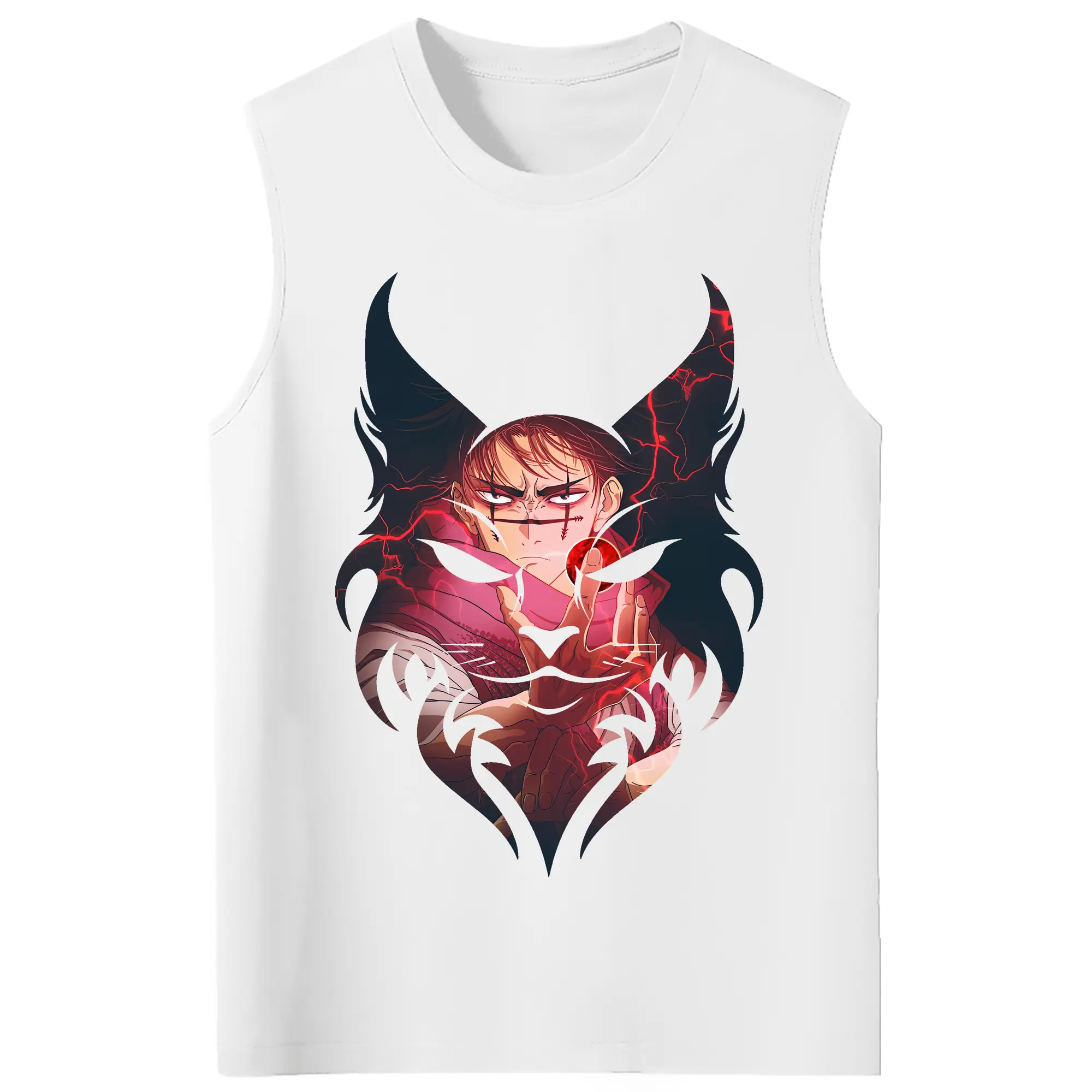 呪術廻戦 グッズ,脹相 - コットン100％ タンクトップ ・ フロントプリント ・ タイトフィット ・ 快適 通気性 ・ スポーツ カジュアル 散歩用