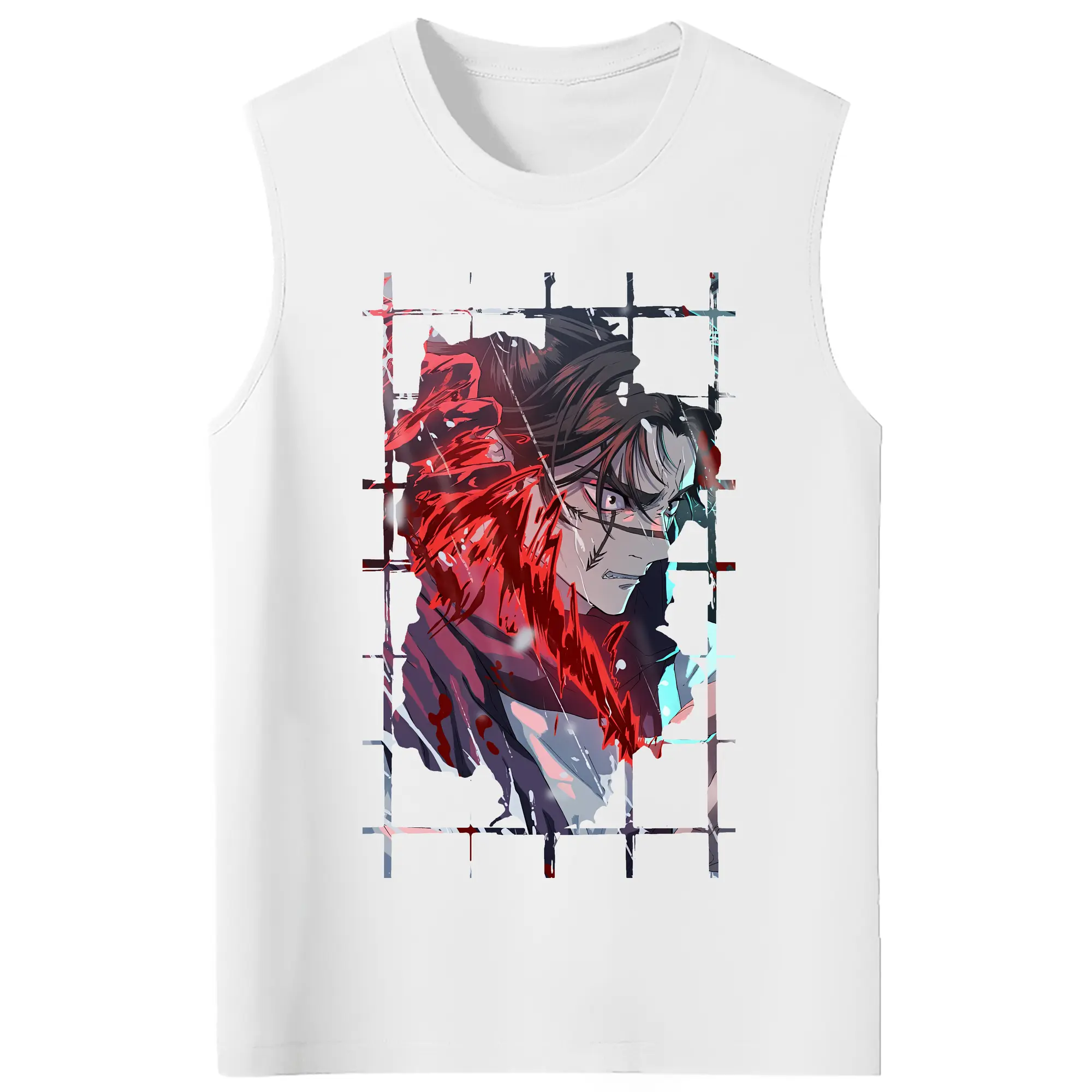 呪術廻戦 グッズ,脹相 - コットン100％ タンクトップ ・ フロントプリント ・ タイトフィット ・ 快適 通気性 ・ スポーツ カジュアル 散歩用