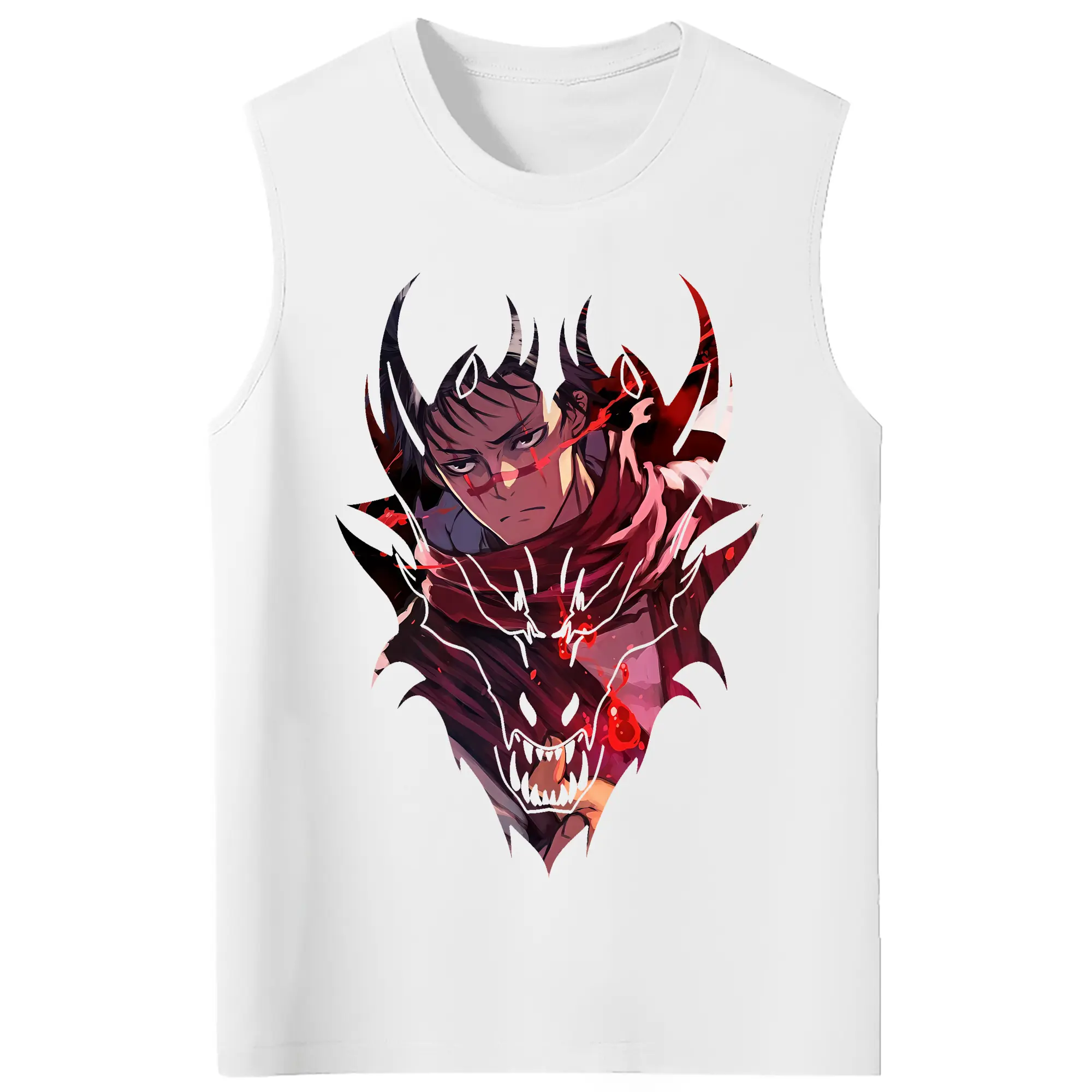 呪術廻戦 グッズ,脹相 - コットン100％ タンクトップ ・ フロントプリント ・ タイトフィット ・ 快適 通気性 ・ スポーツ カジュアル 散歩用